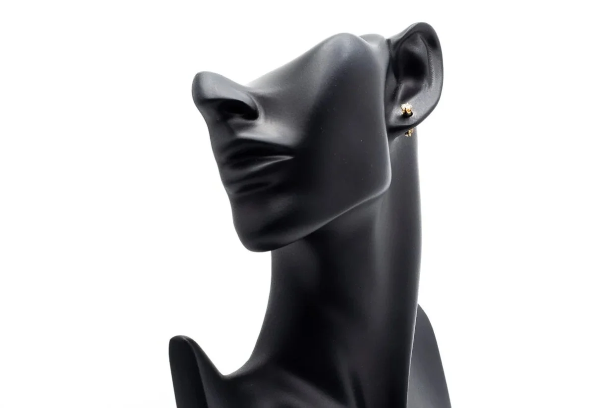 (F)Yellow Gold Solitaire Round Brilliant Cut Diamond Stud Earrings