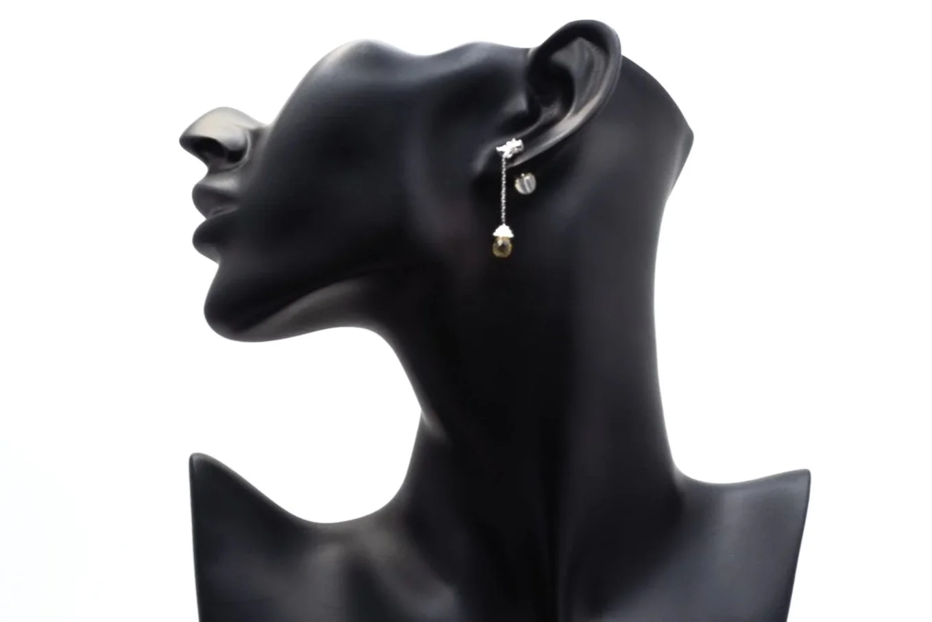 (S)White Gold Marquise Brilliant Cut Diamond Yellow Sapphire Drop Dangle Stud Earrings