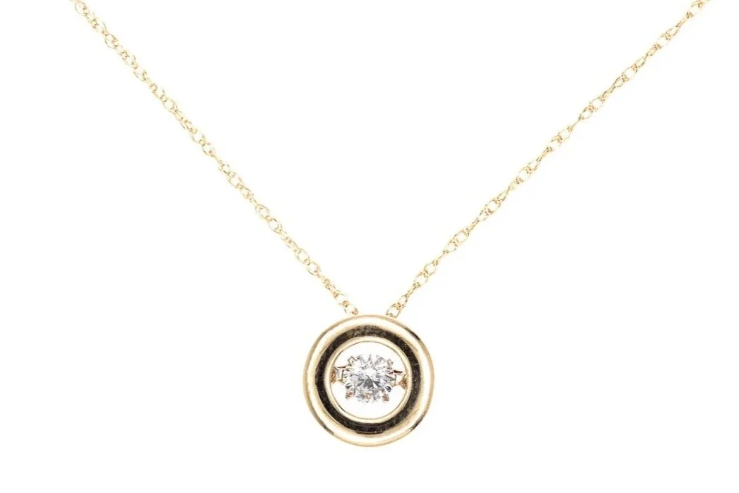 (T)Yellow White Gold Solitaire Diamond Slider Pendant