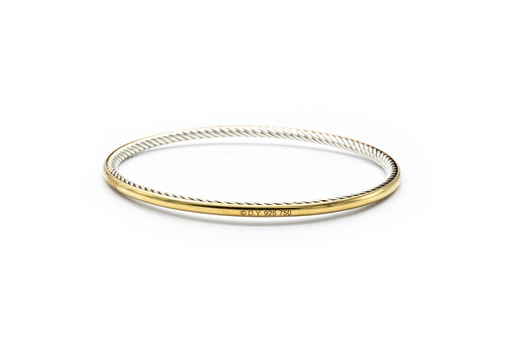 (F)Sterling Silver Yellow Gold David Yurman Designer Bangle Bracelet