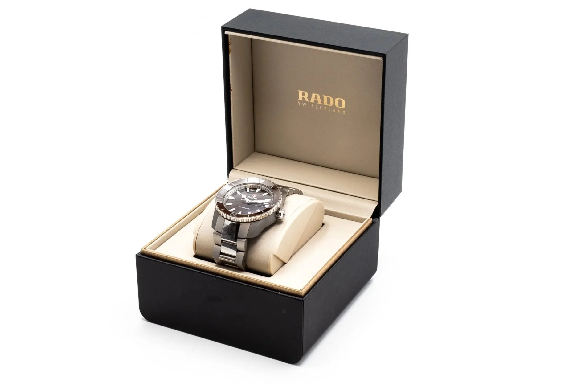 (BOX)45mm Titanium Ceramic Rado Hyperchrome Captain Cook Automatic Wristwatch