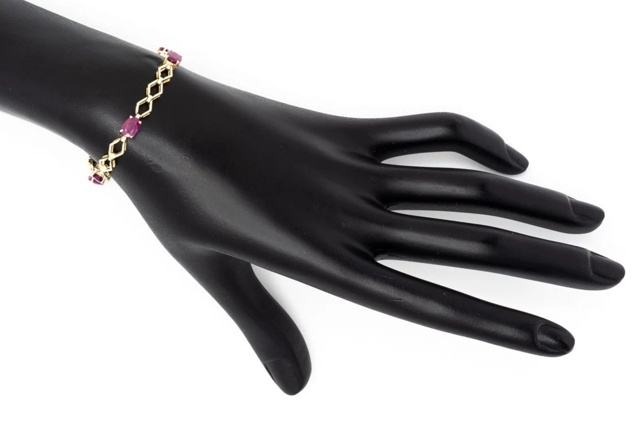 (H)Yellow Gold Ruby Fancy Link Bracelet