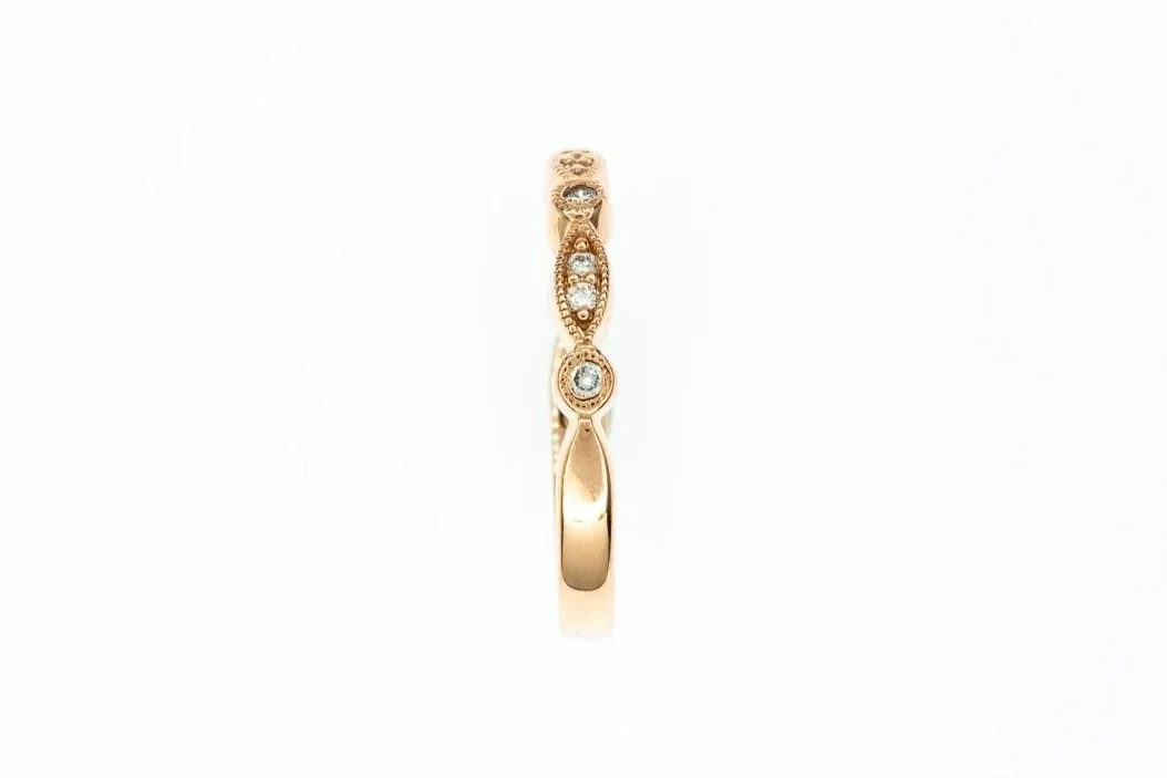 (S)Rose Gold Round Brilliant Cut Diamond Band