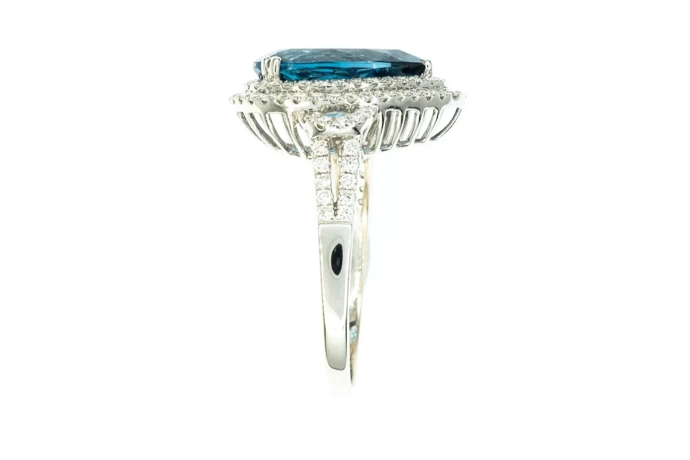 (S)White Gold Diamond Blue Topaz Effy Designer Ring