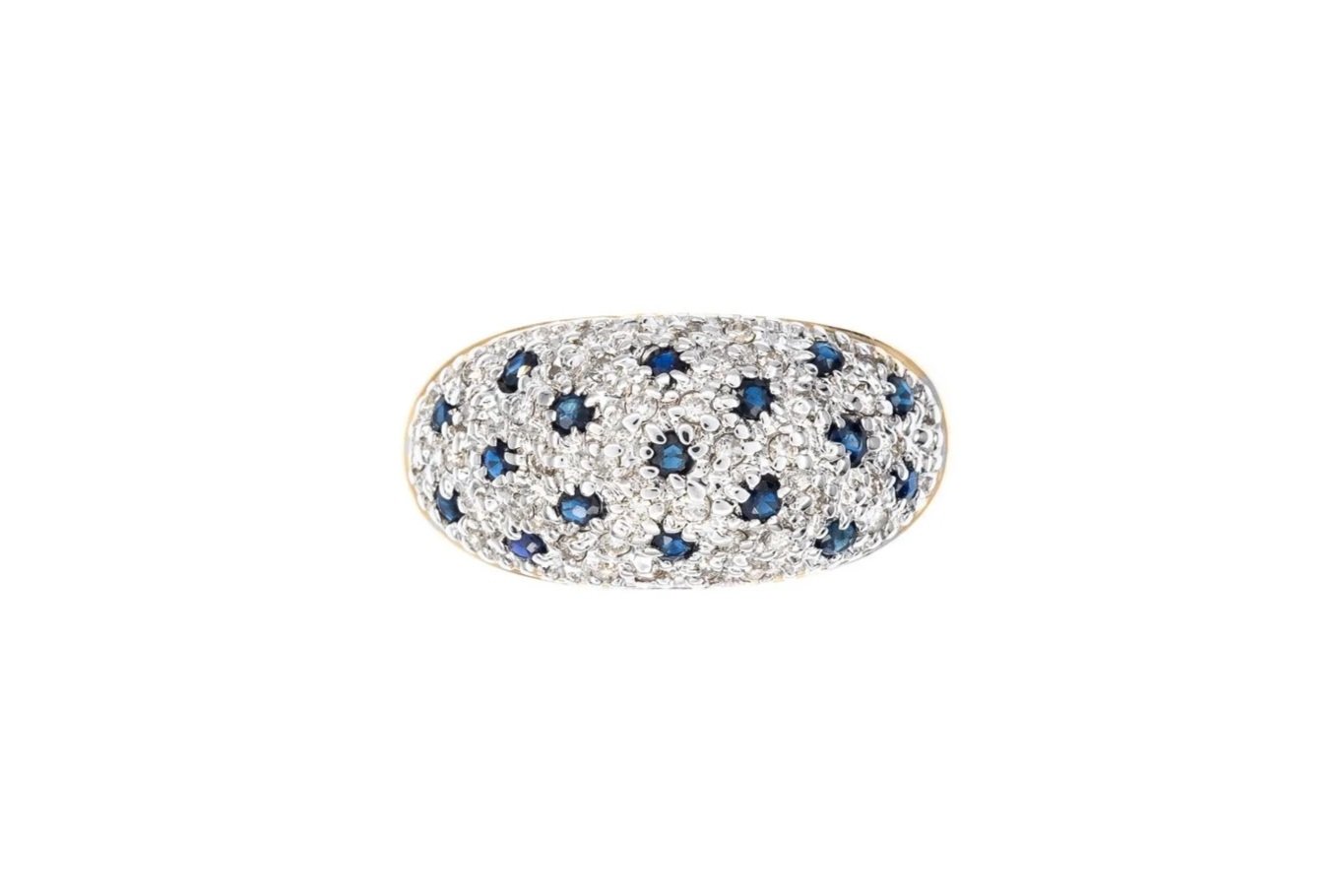 (T)Yellow Gold Diamond Sapphire Gemstone Ring