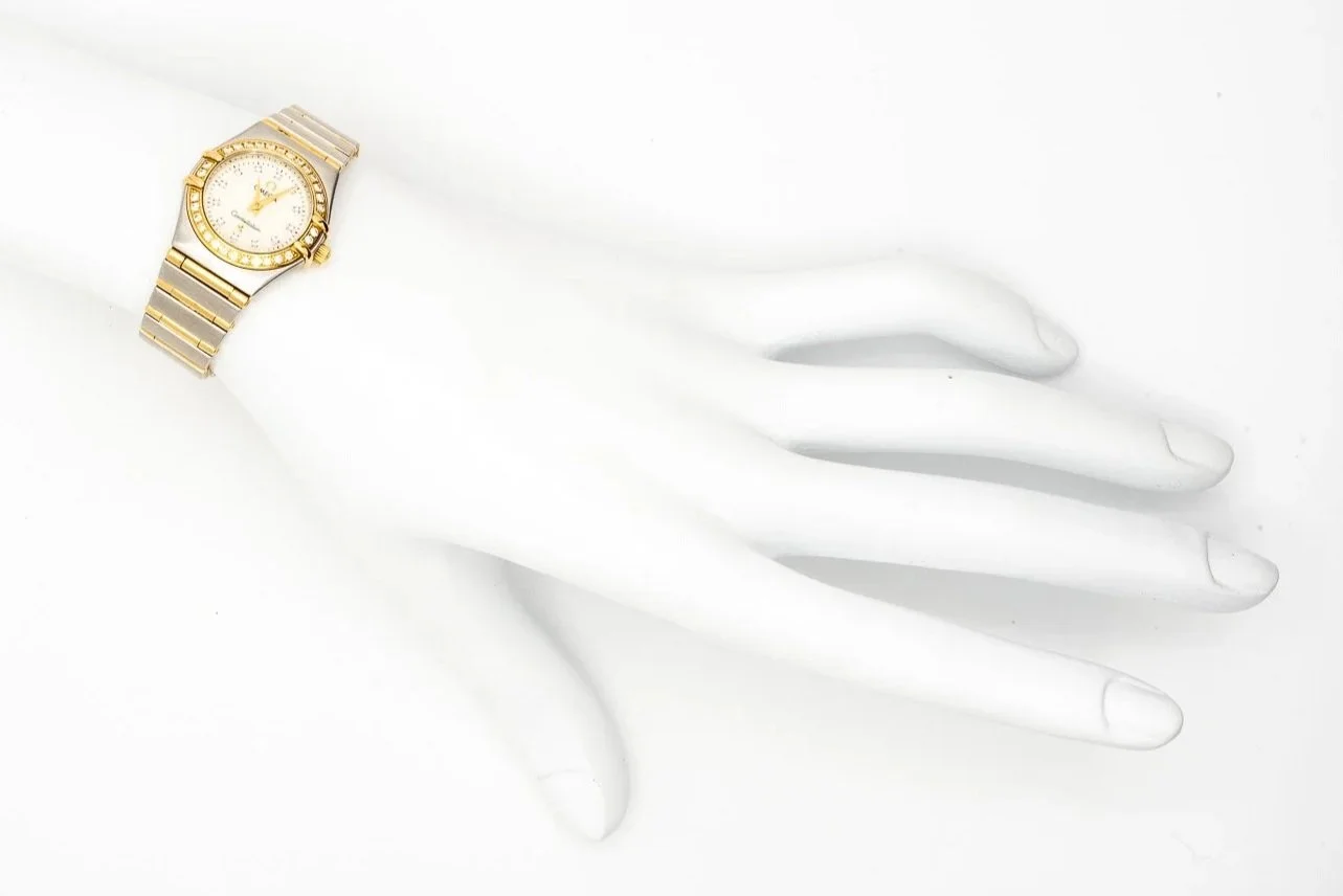 (H)23mm Stainless Steel Yellow Gold Diamond Omega Constellation Wristwatch