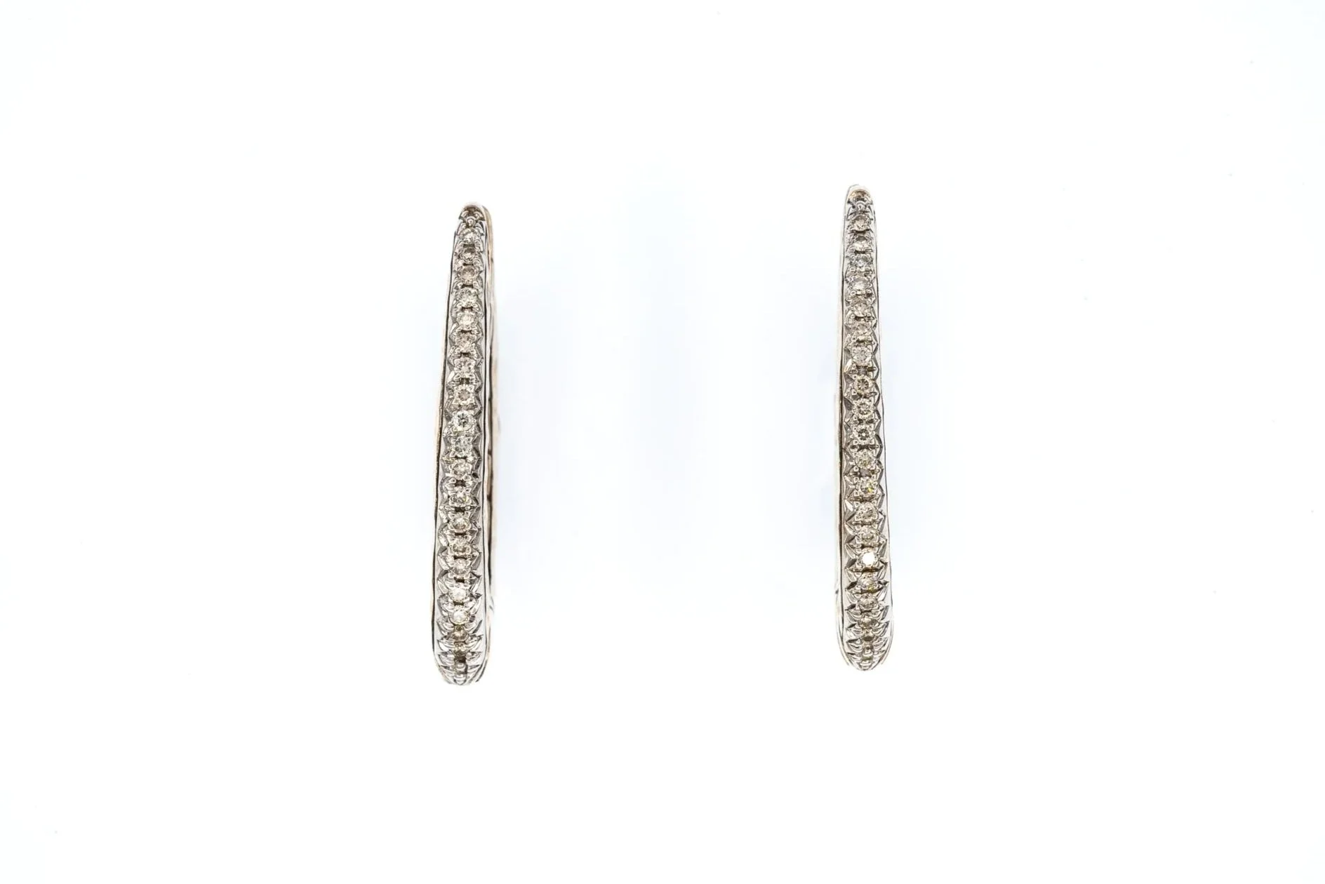 (T)Sterling Silver Diamond Sapphire John Hardy Hoop Earrings