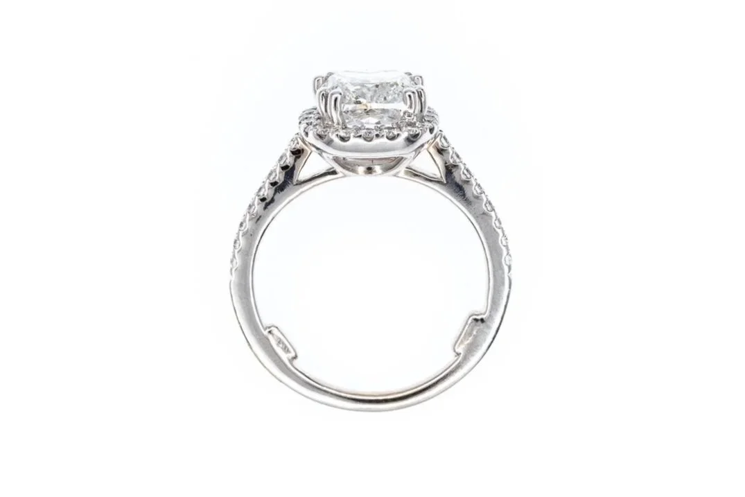(F)White Gold Cushion Modified Brilliant Cut Canadian Diamond Halo Style Engagement Ring
