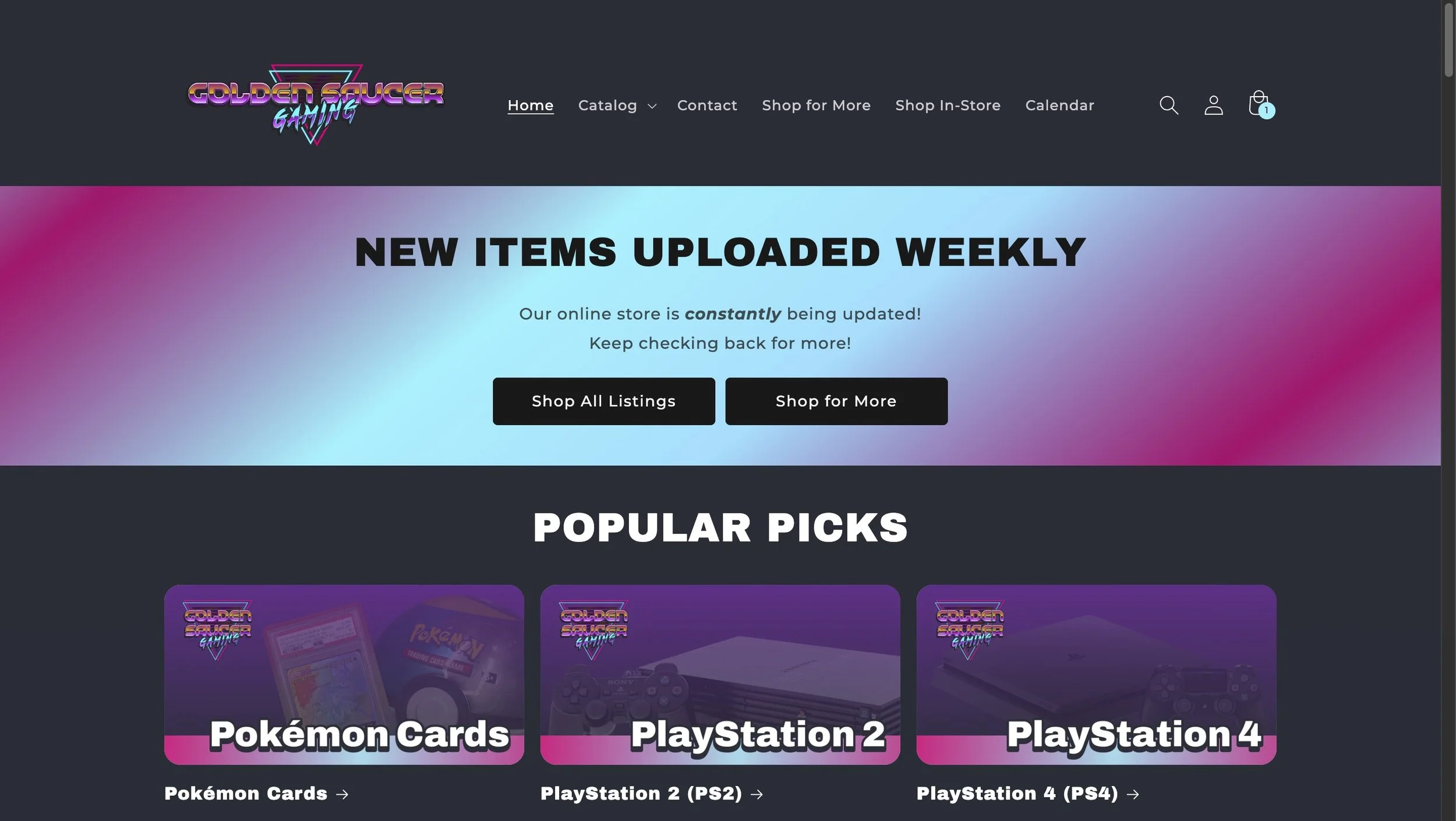 Shopify Site for Golden saucer gaming