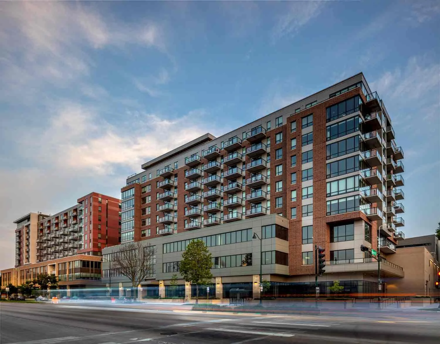 A street view of the Lyric’s twin mixed use building Arden, at 1050 East Washington Avenue, Madison, WI.