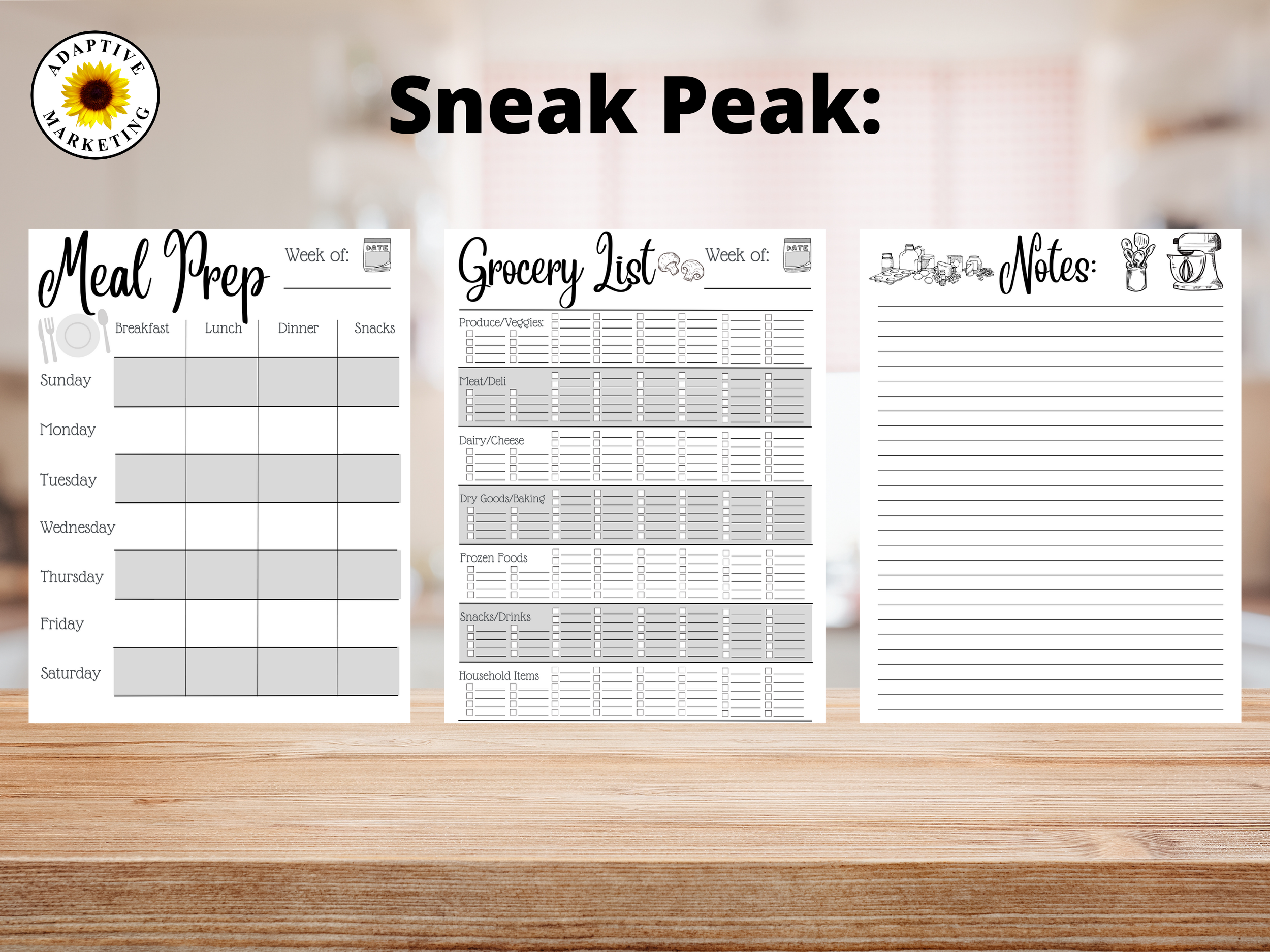 Digital Weekly Meal Prep & Grocery List Planner | Adaptive Marketing ...