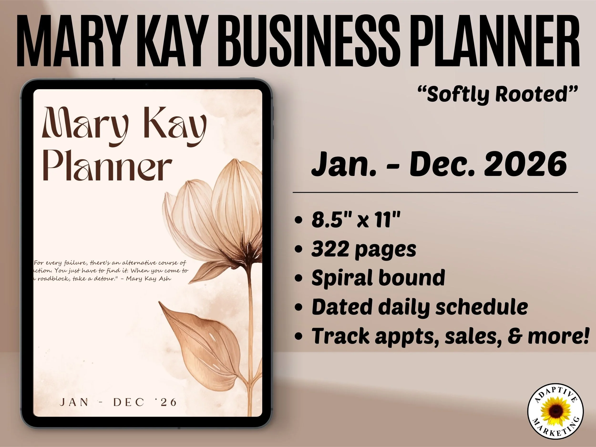 Mary Kay Business Planner | 12-Month Edition (January–December 2026)