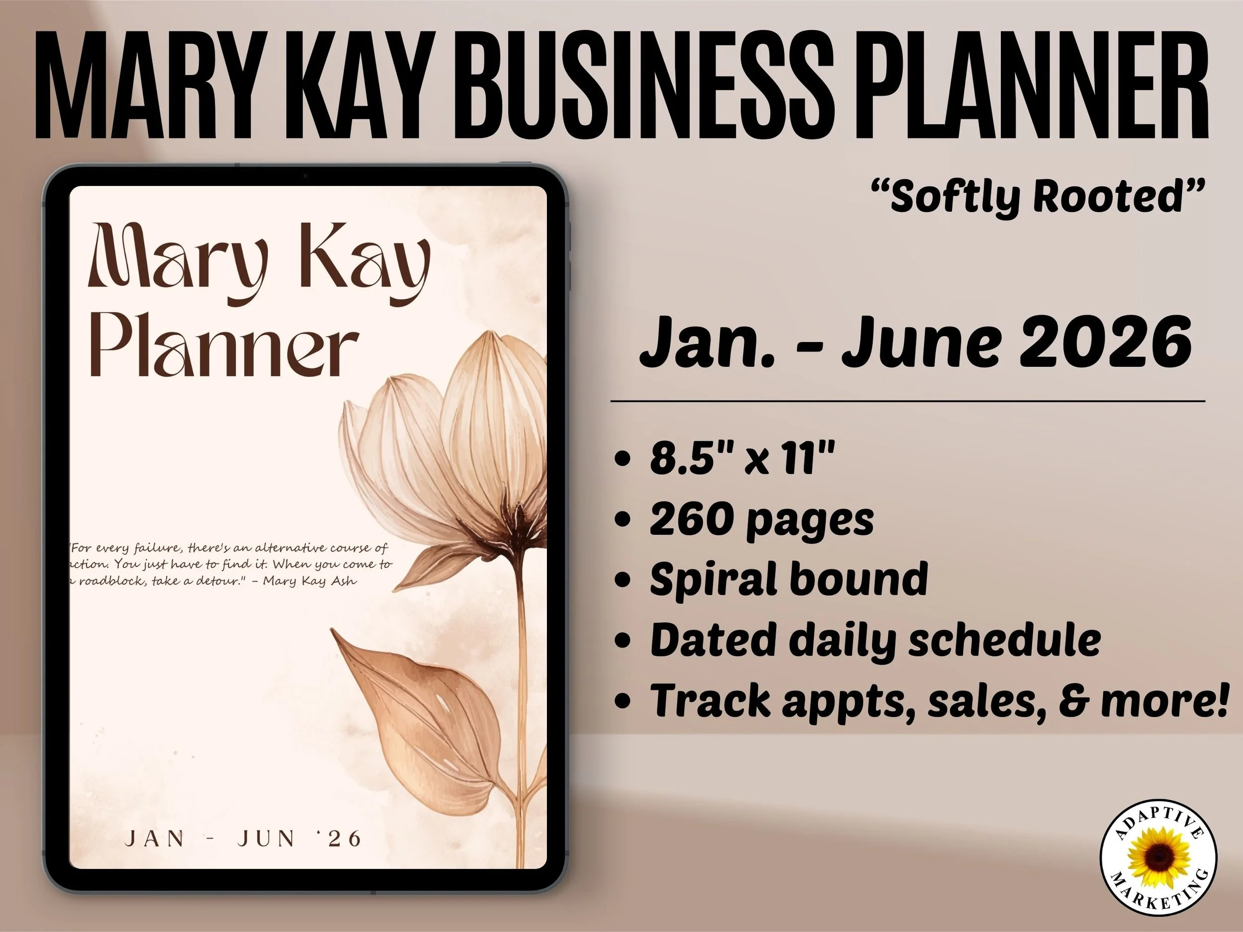 Mary Kay Business Planner | 6-Month Edition (January–June 2026)