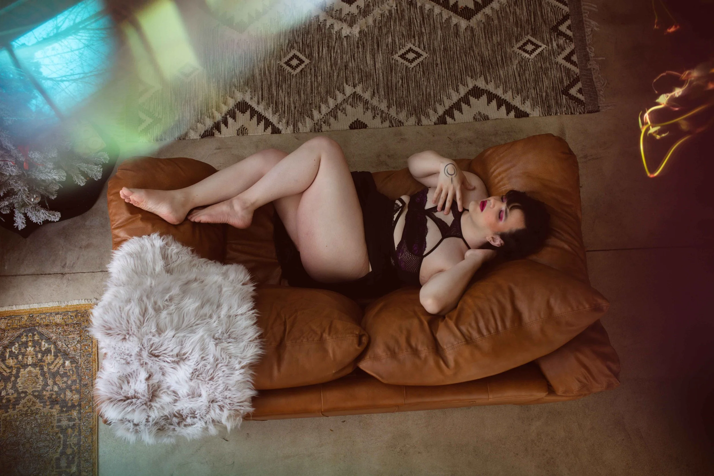 Trans woman boudoir photography in Boise studio – confidence and empowerment