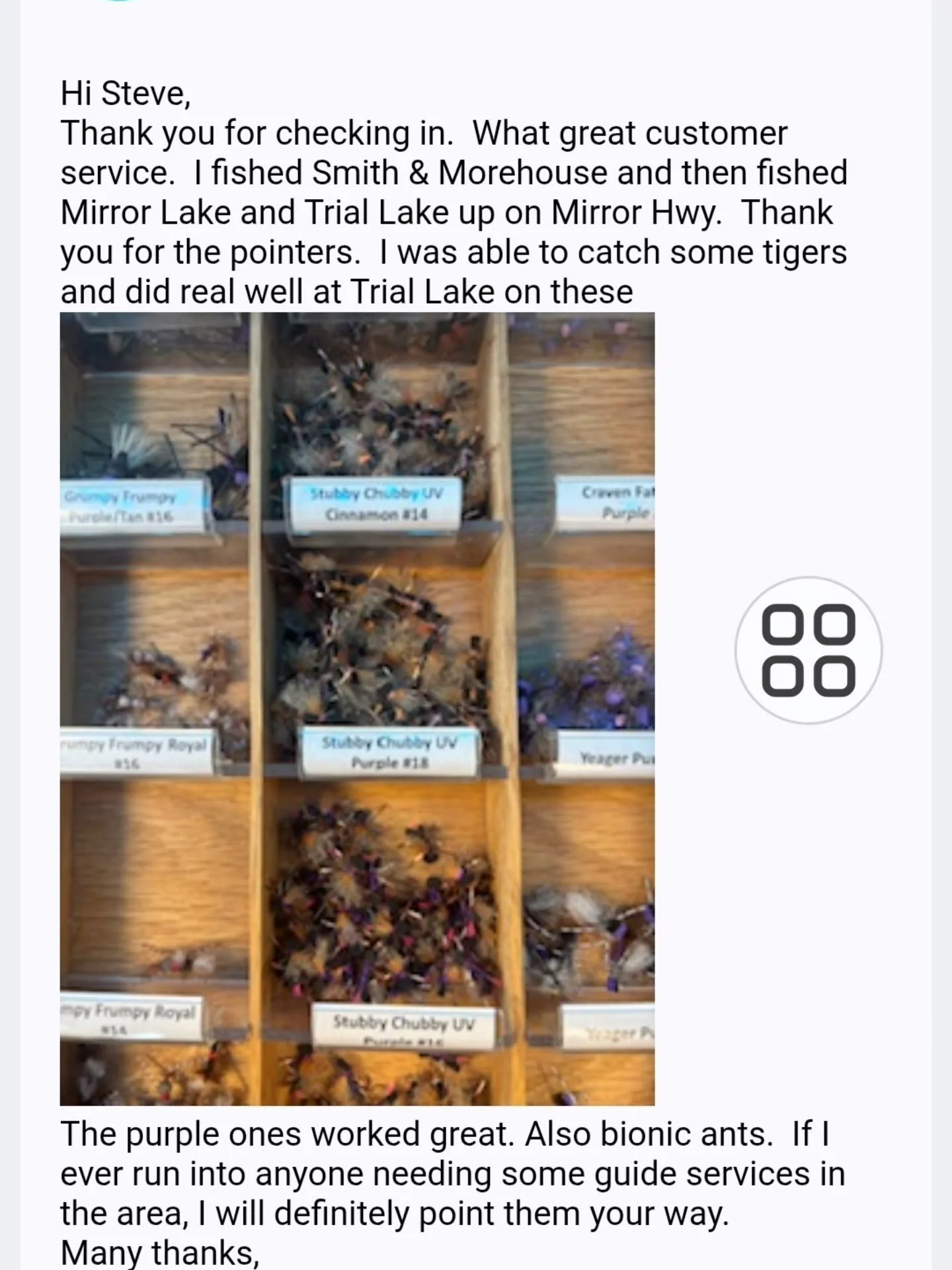 This is what it's all about! As I was following up with customers today, I got this response. We're here to help people have amazing experiences out fishing - even if we can't synch up schedules for a guided tour in the Uintas. Have fun out there - l