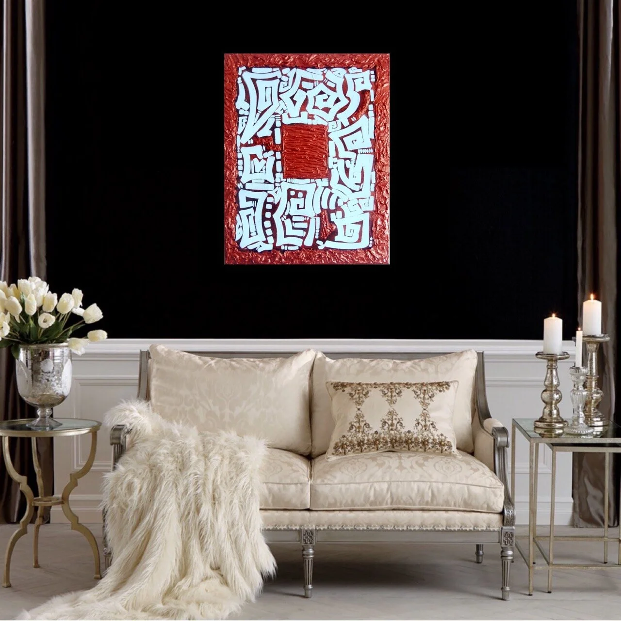 "Copper Redz" (2018). 22" x 28". Acrylic On Canvas. 1/1.