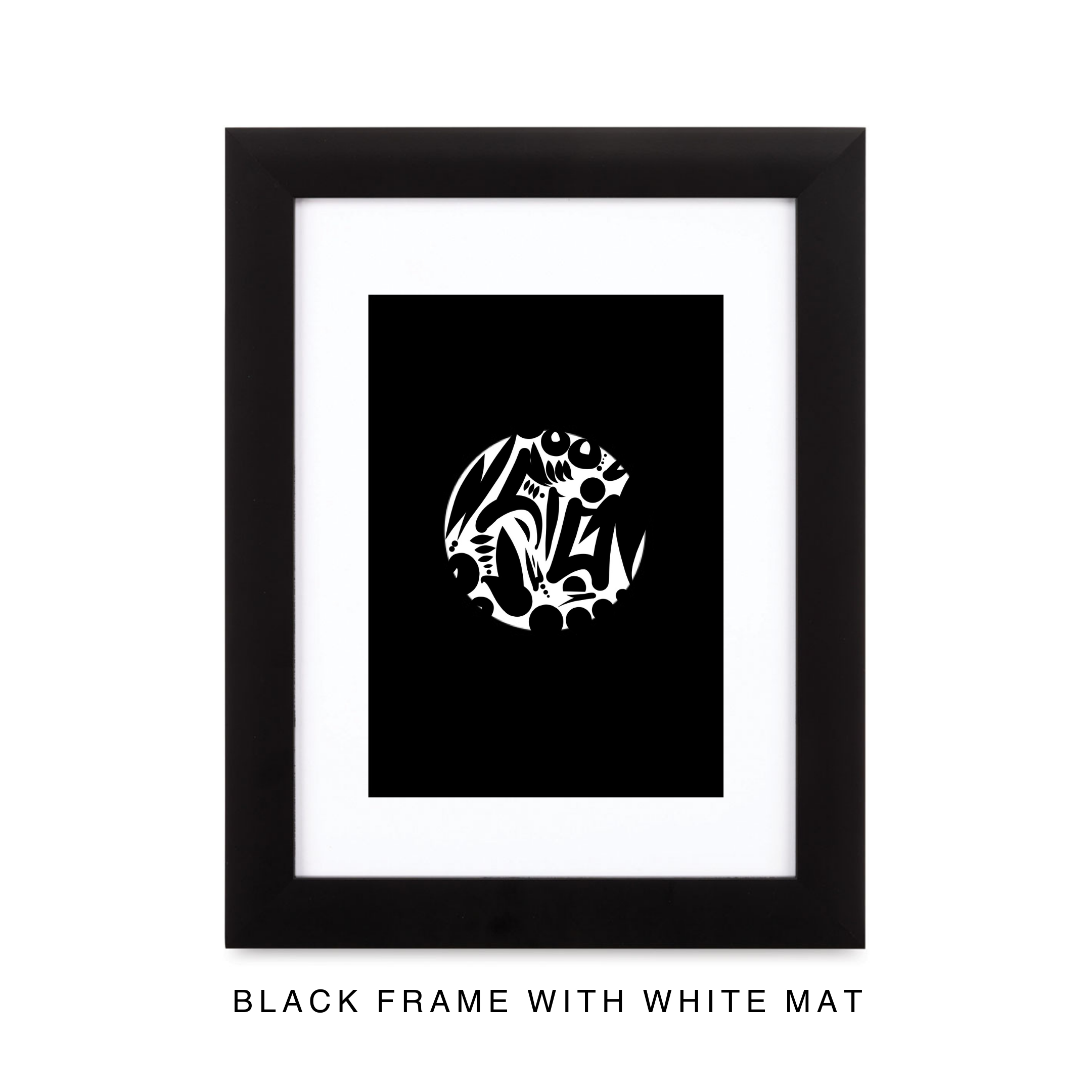 framed circle black white monochromatic graphic artwork by contemporary artist Anu Oro