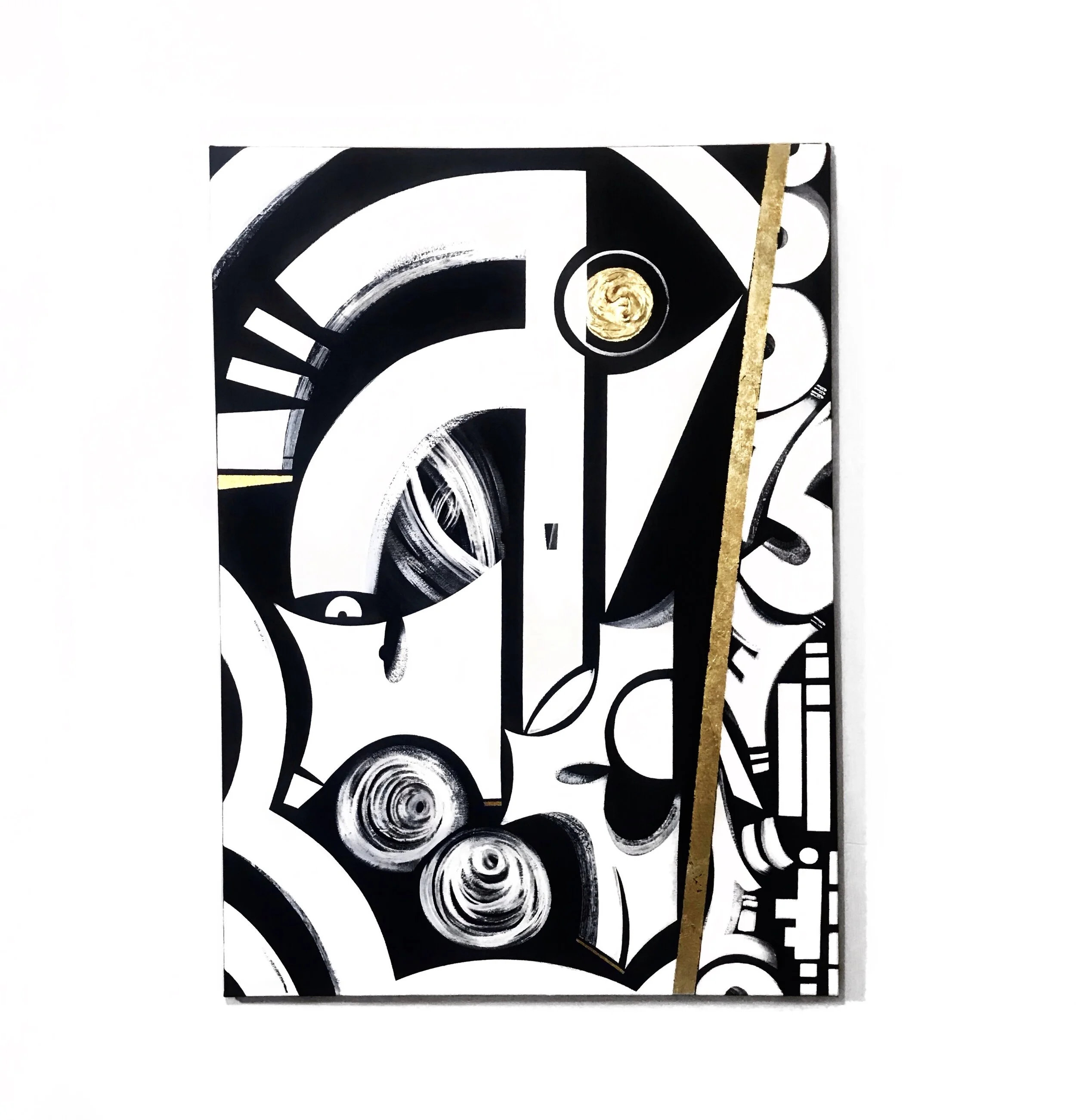 ochi black white gold figurative abstract gestural artwork nj contemporary artist Anu Oro