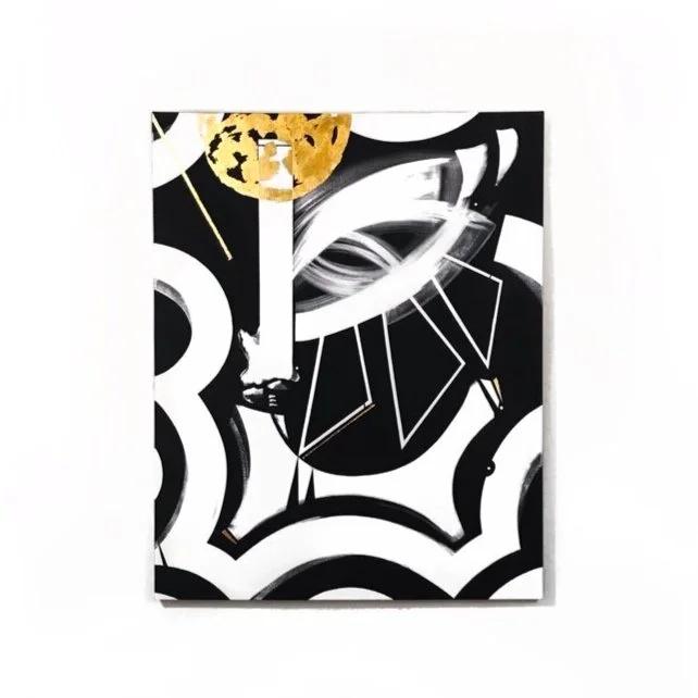 "Eye of Albion" (2021). 24" x 30" x 3/4". Acrylic + Gold Metal Leaf + Canvas. 1/1.