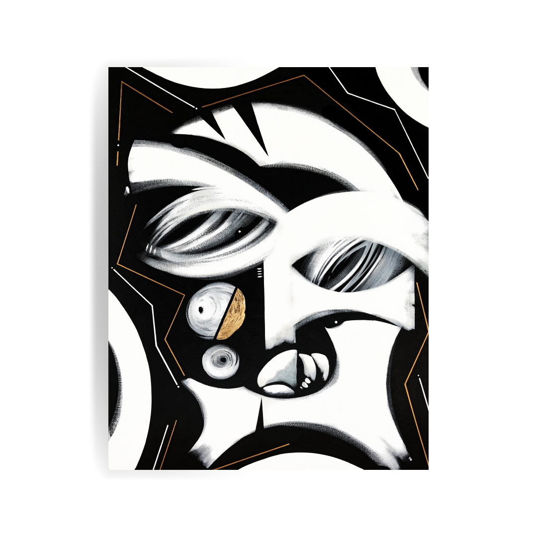 animus painting black white contemporary art by artist anu oro