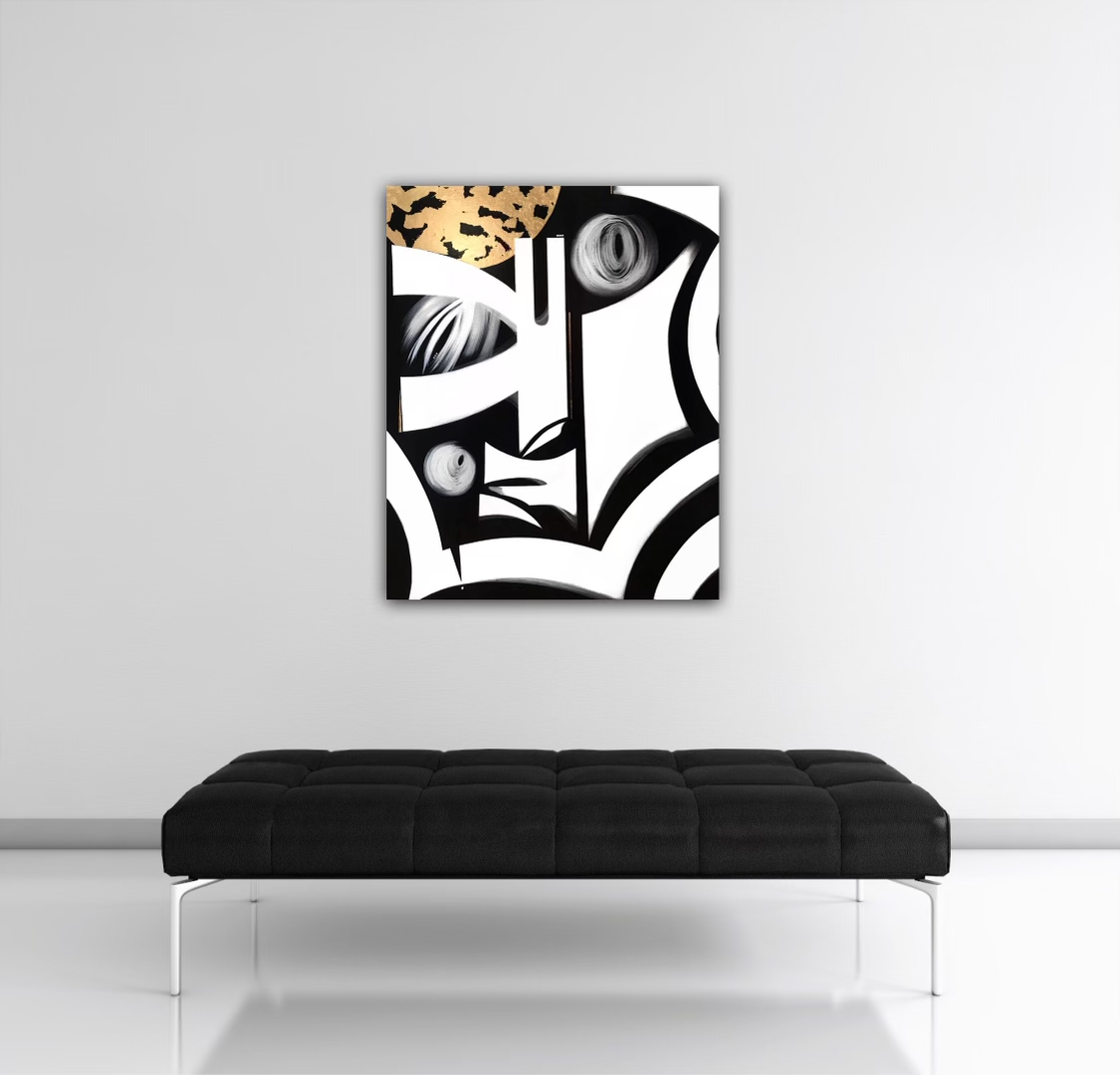 staged dining room with terminus painting by anu oro