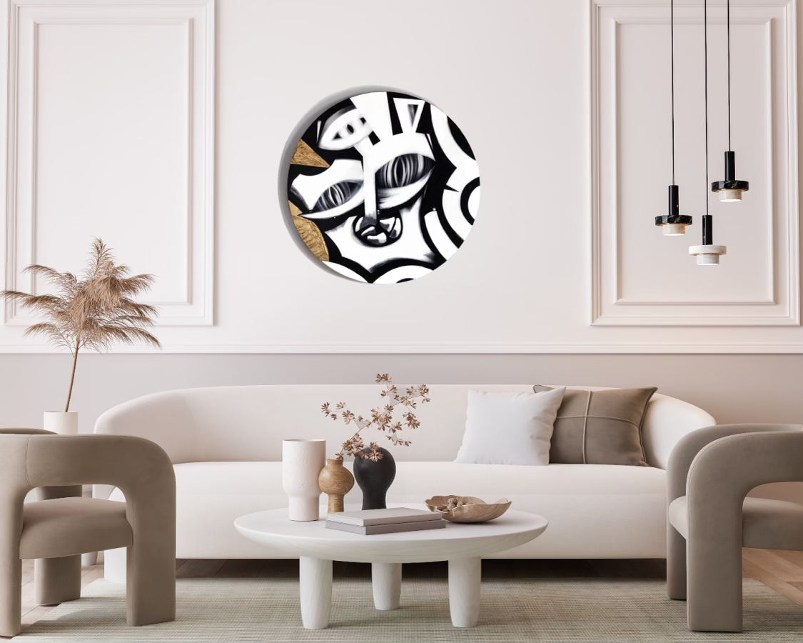 retina painting by Anu Oro in luxury staged living room interior 