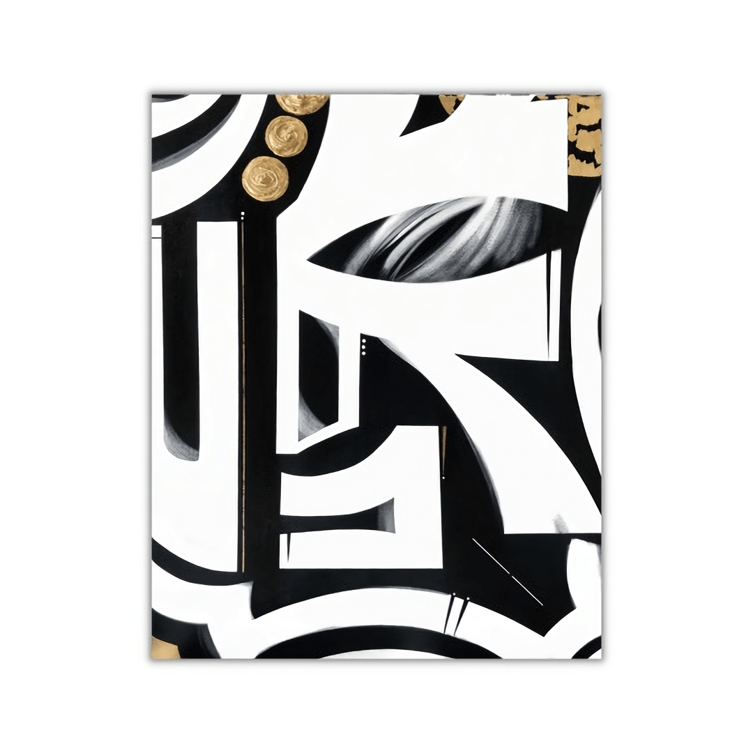 tephra black gold white contemporary painting by nj based artist Anu Oro