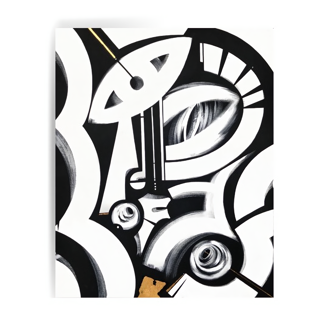 roux contemporary black and white painting by artist anu oro