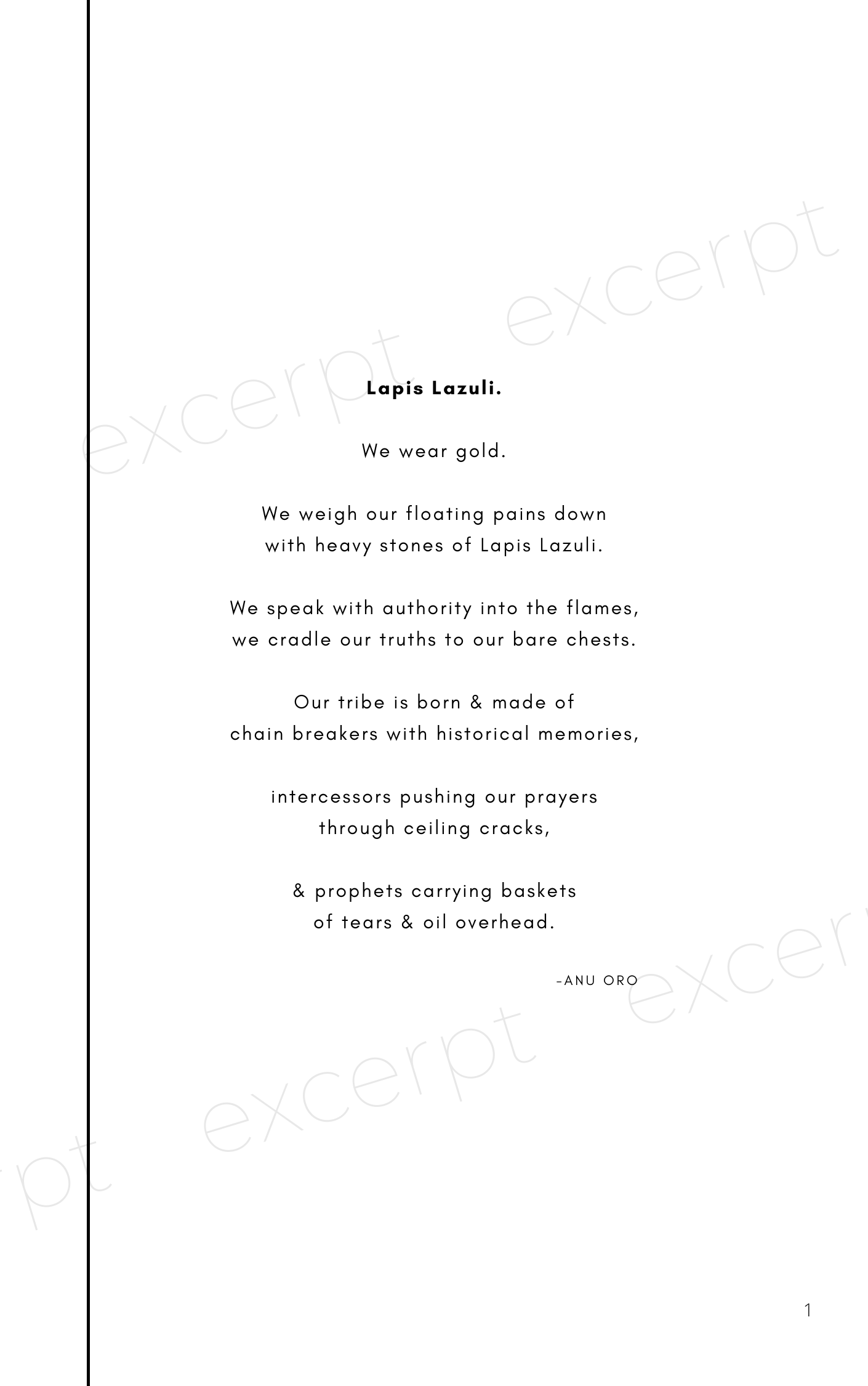 Anu Oro water from the west poem excerpt