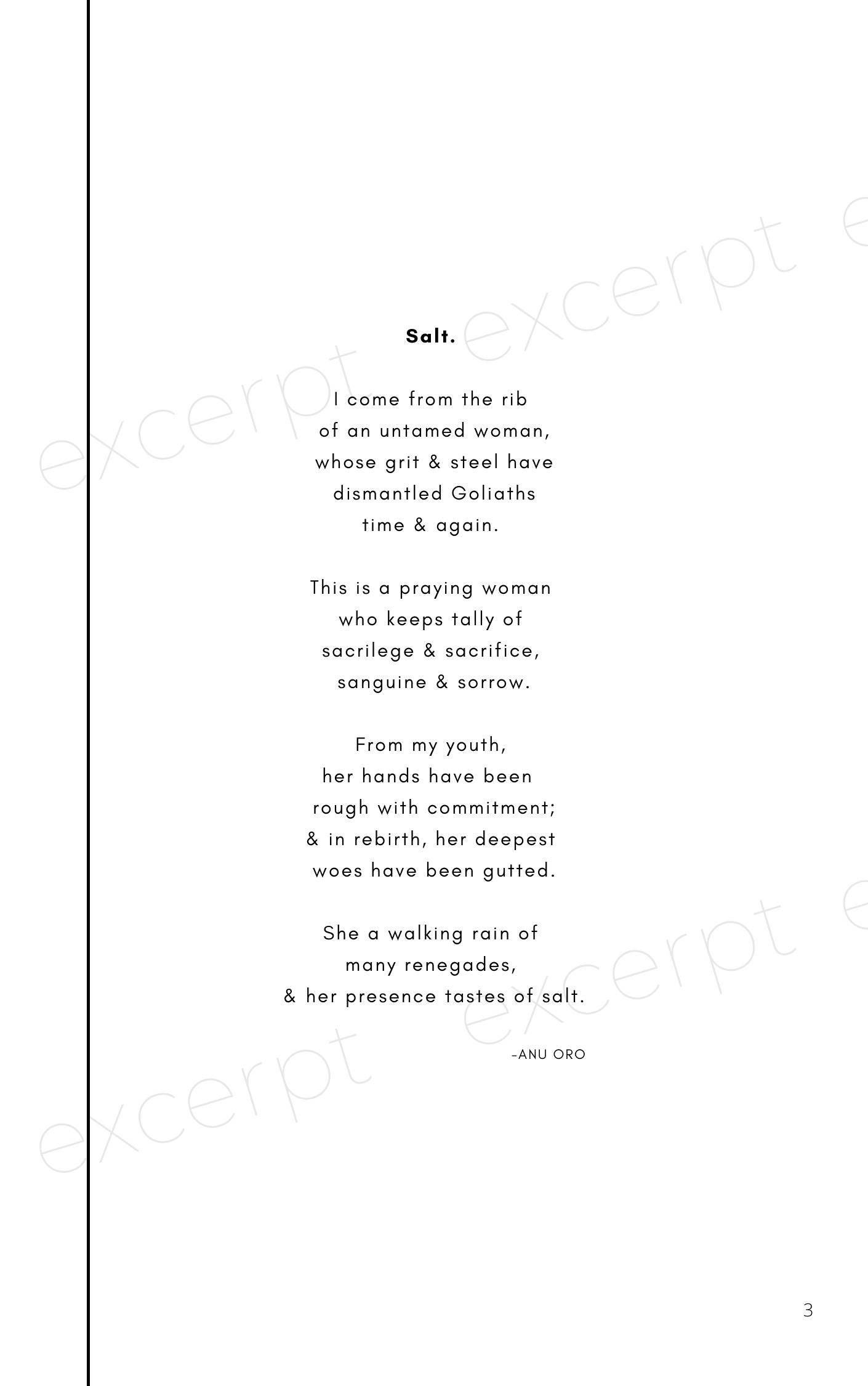 Anu Oro water from the west poem excerpt