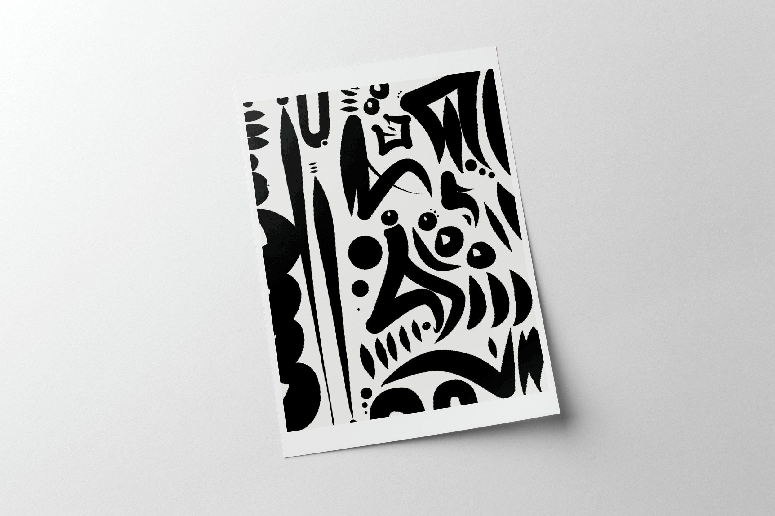 monochromatic bold black white graphic digital art abstract art by contemporary artist anu oro