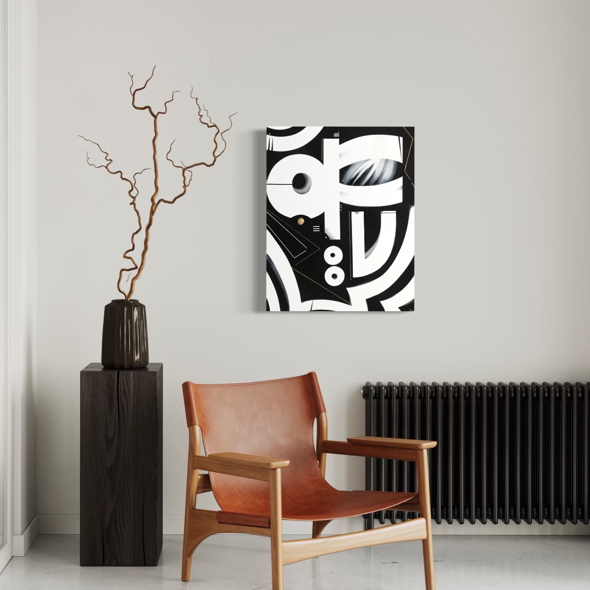 foresight contemporary black and white painting by artist anu oro