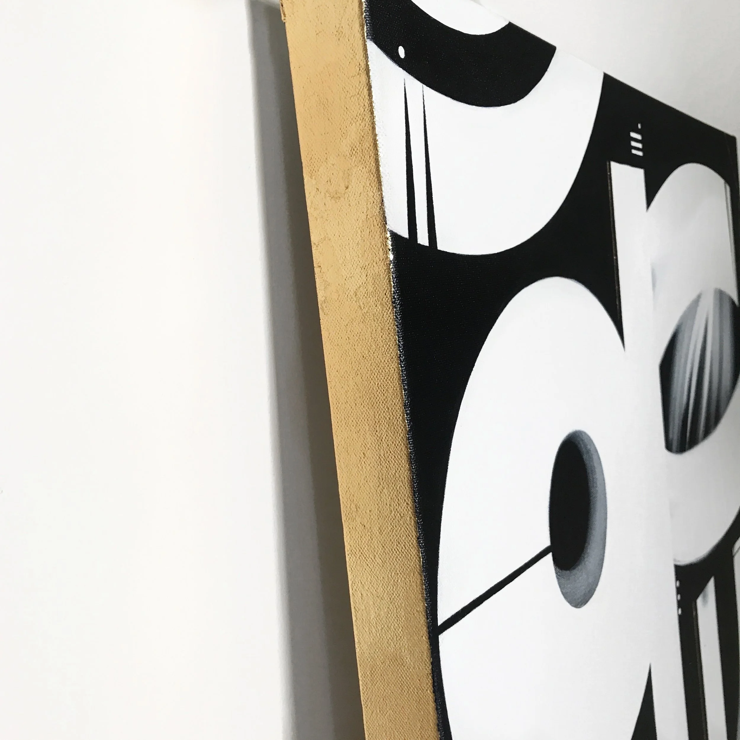 side view painting with gold leaf