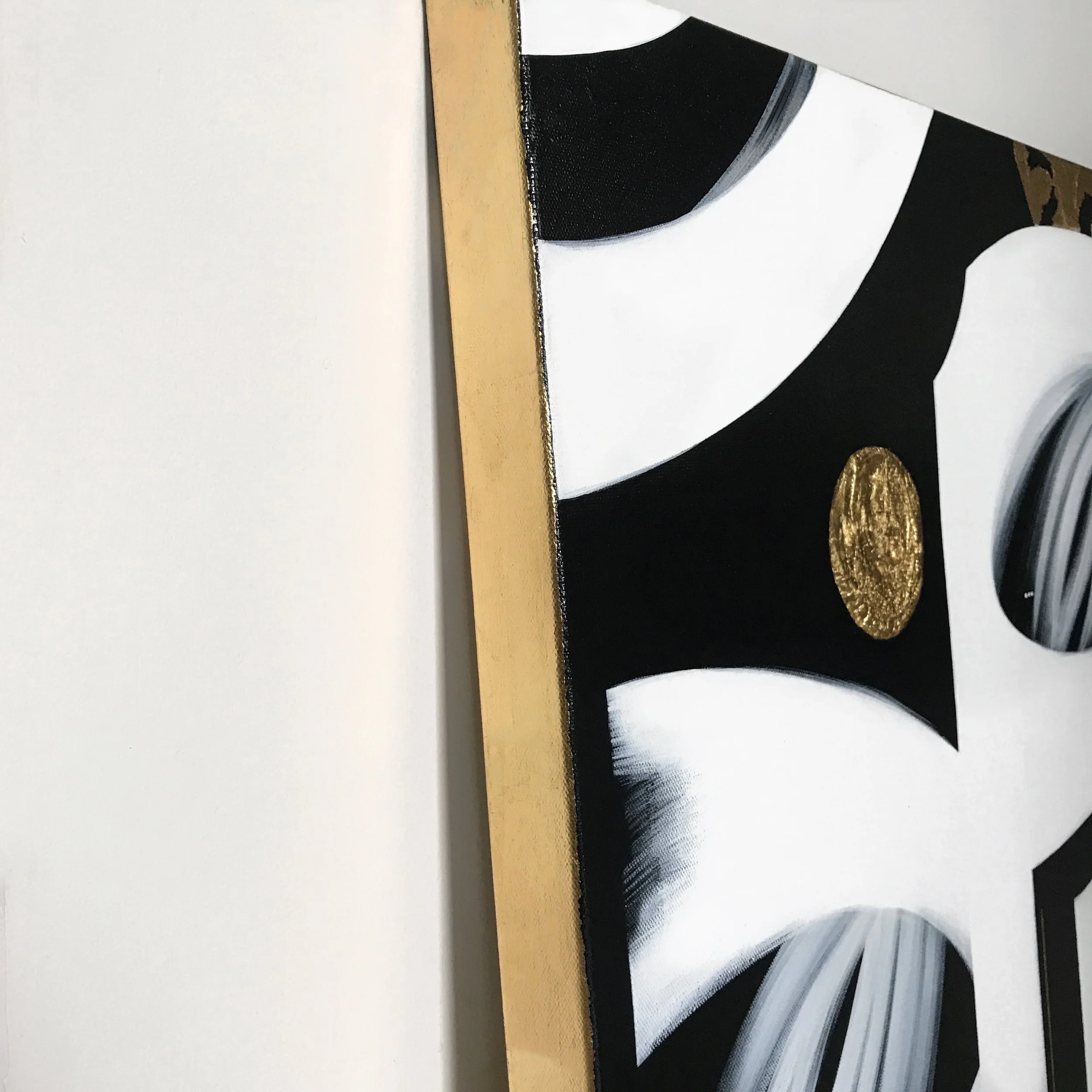 side view painting with gold leaf