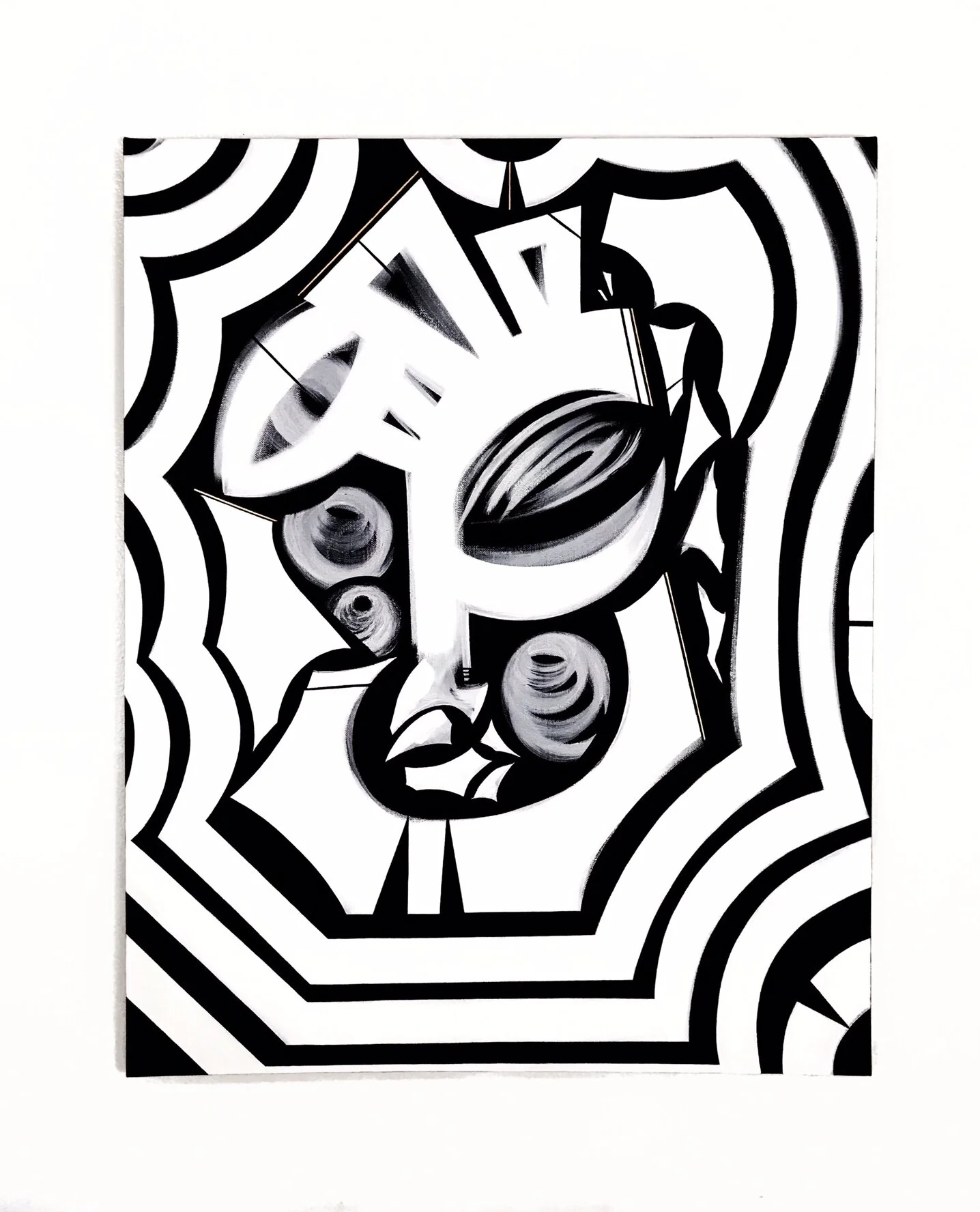 "Akoben" (2020). 24" x 30" x 3/4". Acrylic on Canvas. 1/1.