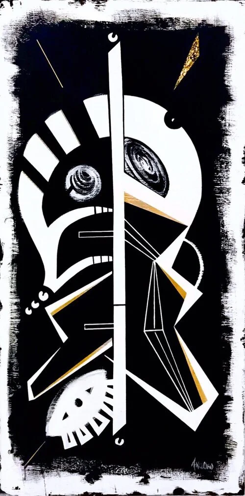 "Obelisk" (2019). 24" x 48". Acrylic on Wood.