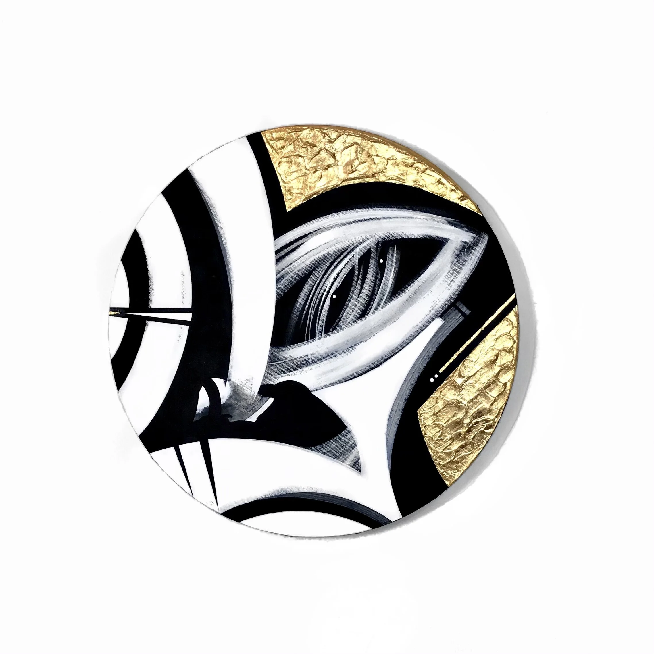 "Kali" (2021). 16" x 16" x 5/8". Acrylic on Canvas + Gold Metal Leaf. 1/1.