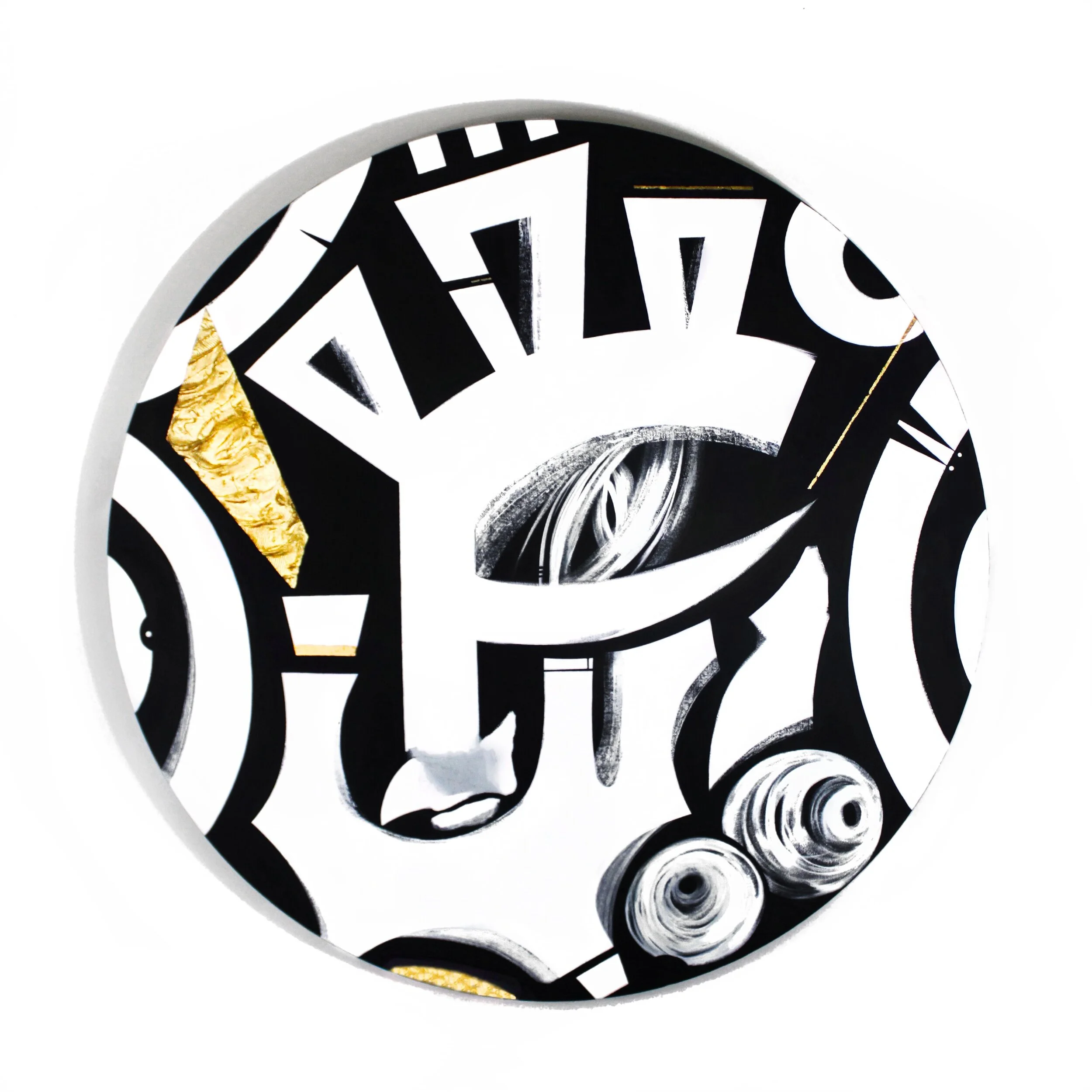 "Archetype" (2021). 30" x 30" x 3/4". Acrylic on Canvas + Gold Metal Leaf. 1/1.