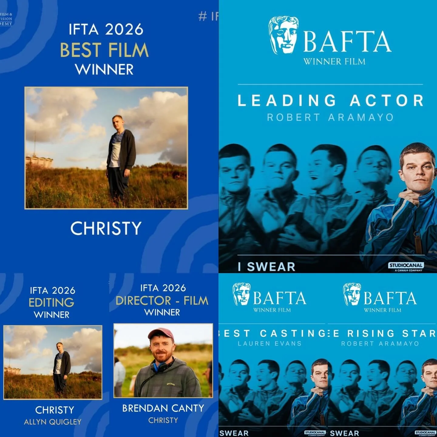 What a weekend! Proud to have been the colorist on IFTA winning Christy and BAFTA winning I Swear ❤️ thanks for having me team Christy DOP @drumhog Dir @brendanfeelgoodlost and team I Swear Dir @kirkjones3 and DOP @j.r.blann.