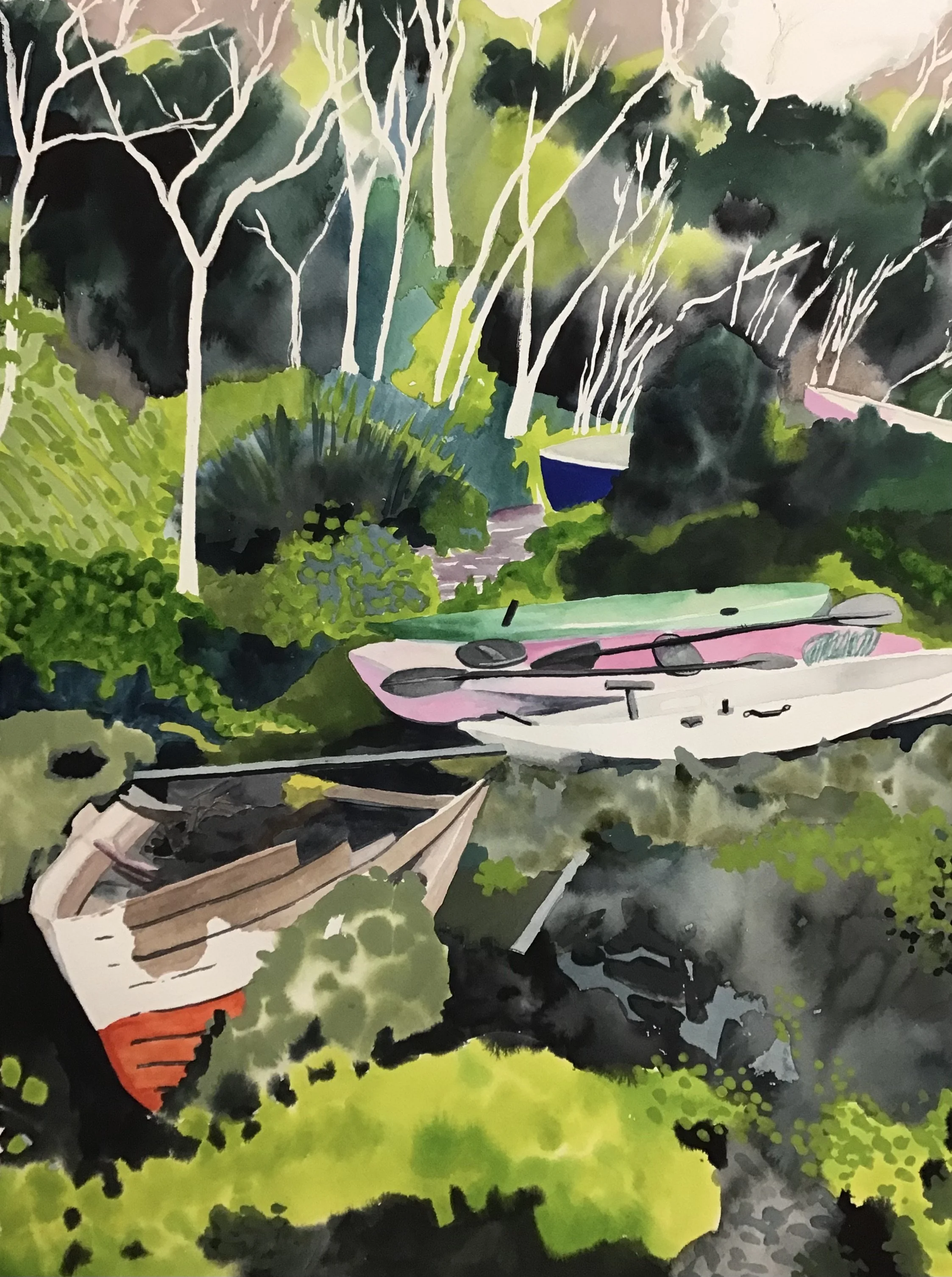 'A Jumble of Vessels', 76 x 56 cm, watercolour and ink on paper. Sold.