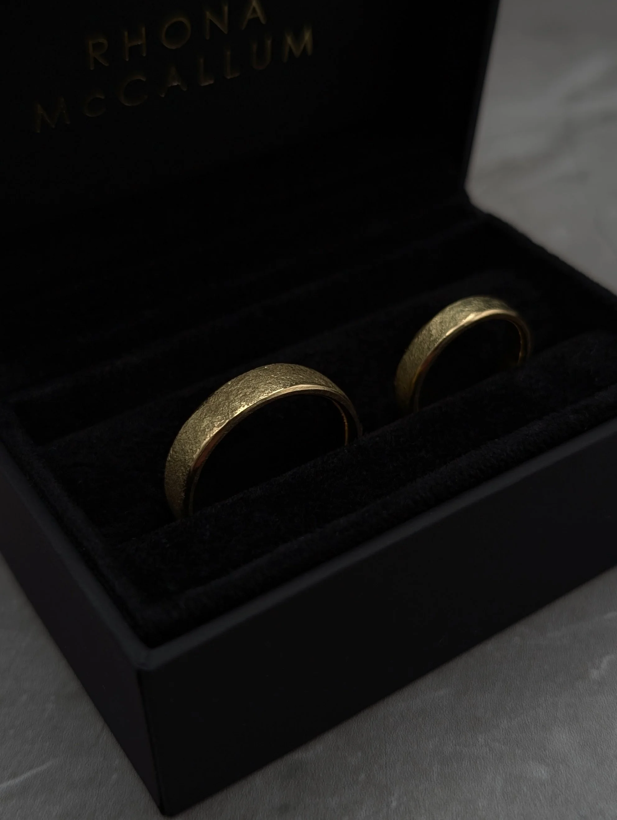 2025 Rhona McCallum 18ct yellow gold Marble textured rings.jpg