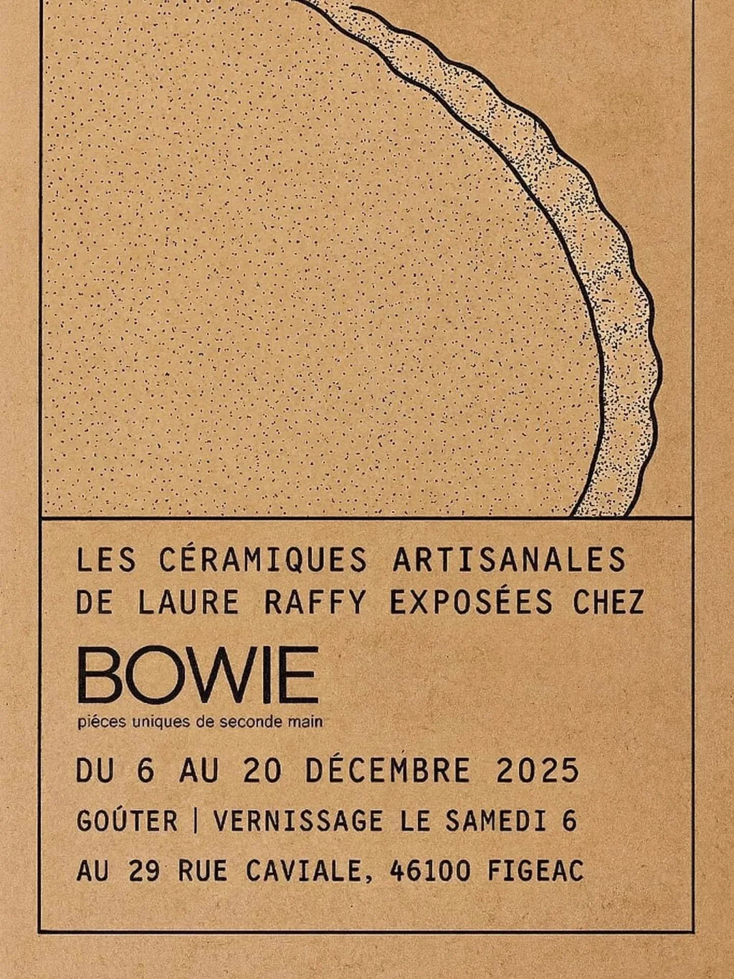 J'ai le plaisir d'accueillir les c&eacute;ramiques de @laurere.raffy chez Bowie du 6 au 20 d&eacute;cembre ✨ Venez d&eacute;couvrir son travail et trouver de belles id&eacute;es cadeaux ! Go&ucirc;ter vernissage samedi 6 de 15h &agrave; 18h.