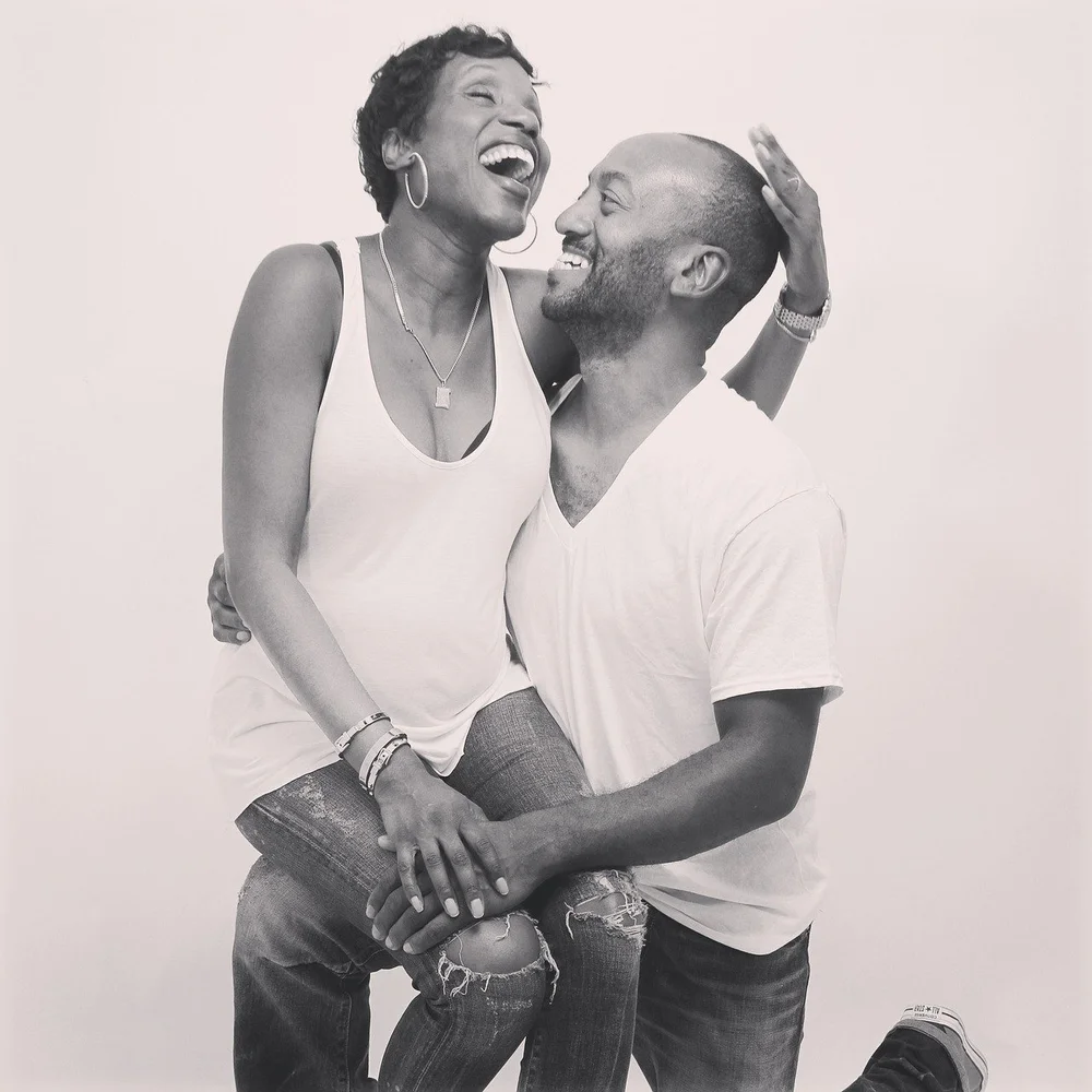 A couple laughing together