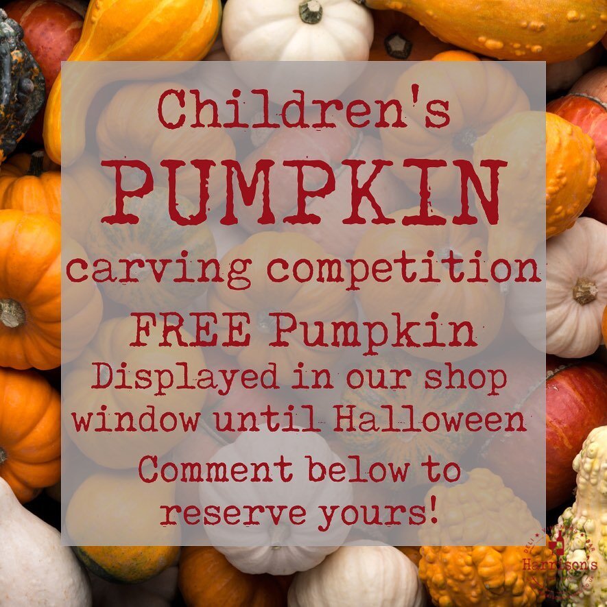 Pick up a free pumpkin from our shop for your child to carve then return it and we will display it along with your child&rsquo;s name in our shop window.
The best pumpkin carver wins a bag of halloween sweets!
Tag someone who has a small pumpkin carv