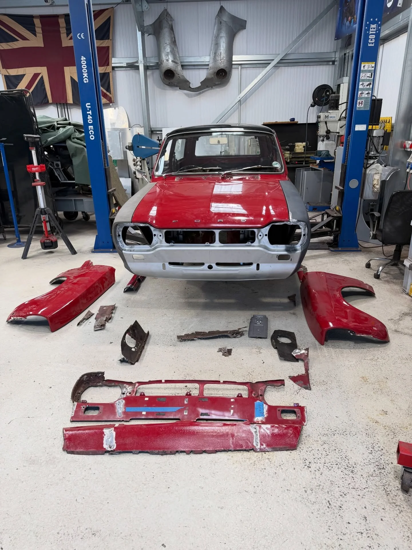 The mk1 Ford Escort is now ready for its trip to @paintingclassiccars on Monday. What started as strut tops soon escalated into wings, sills, floor edges, a pillars, front panels and the front cross member. Luckily the car is a true survivor and gave