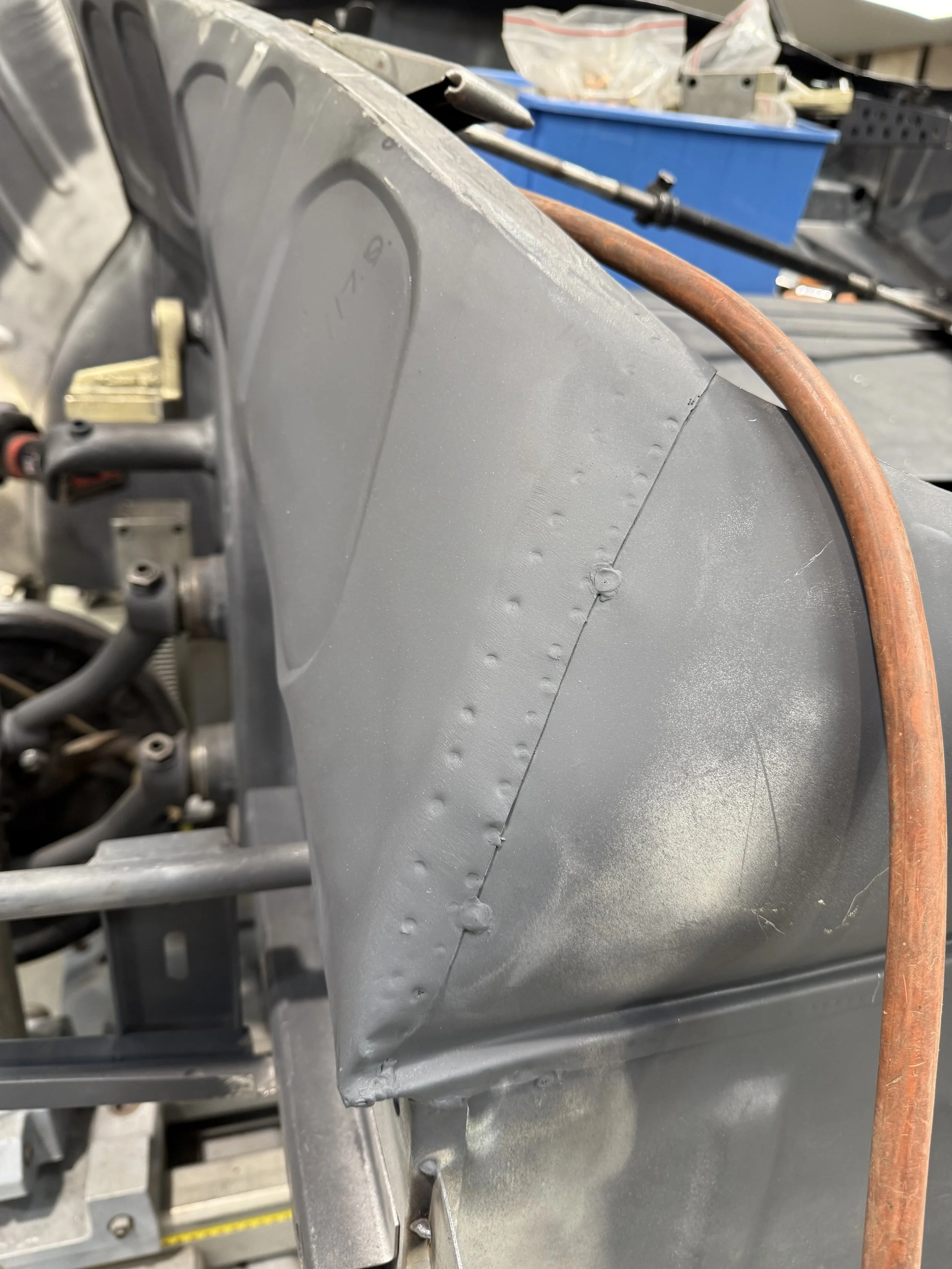 Porsche 356 a. Gas tack welds and spot weld pattern as per factory. 