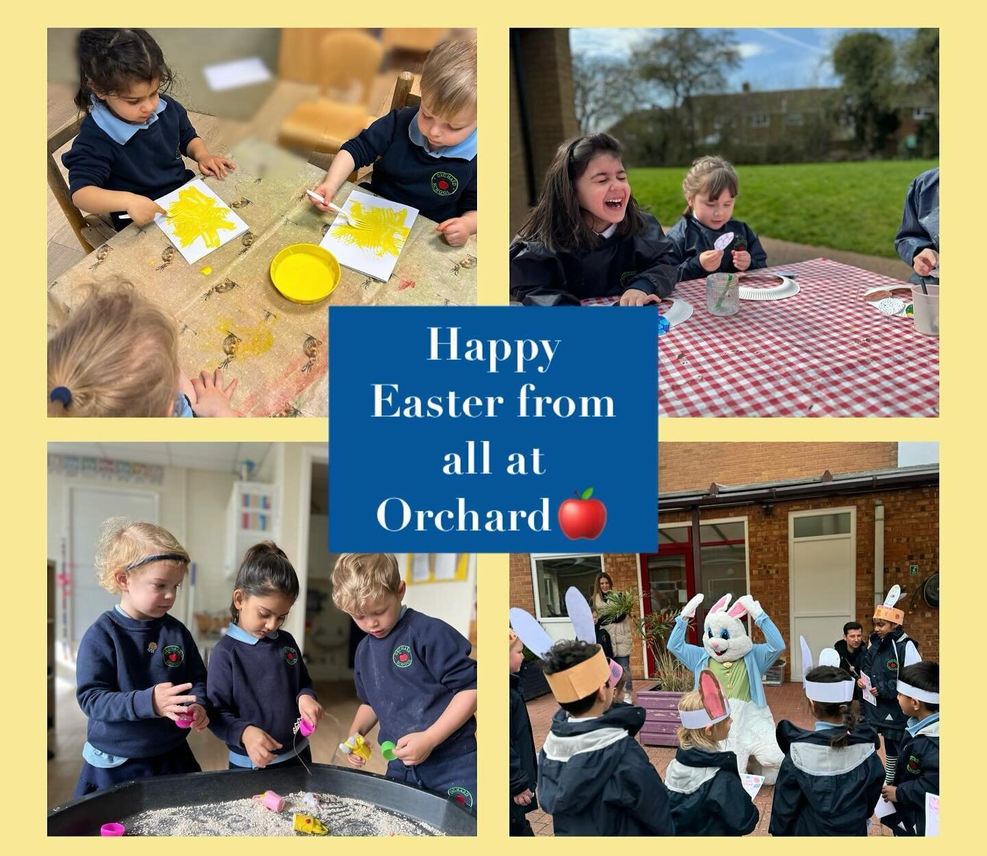 Wishing everyone a wonderful Easter from all at Orchard🍎

We look forward to welcoming back our Nursery on Monday the 8th of April and our School on Tuesday the 23rd of April for the start of Summer Term! 

#orchardschoolandnursery #easter