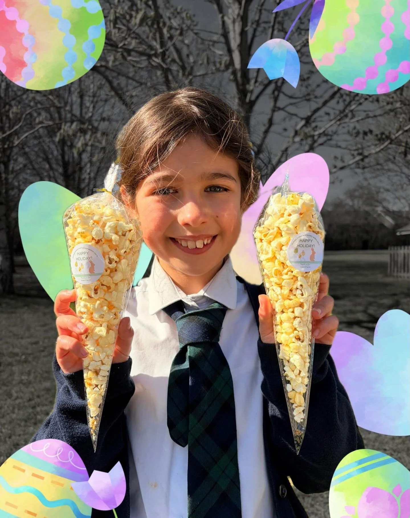 Prep 4 have been busy making popcorn cones ready to sell during our eggciting egg hunt 🐣tomorrow. 
They&rsquo;ve got a great deal ready for you! Buy 1 get 1 free. That&rsquo;s &pound;1 for two cones.🍎
All proceeds will be spent on lovely resources 