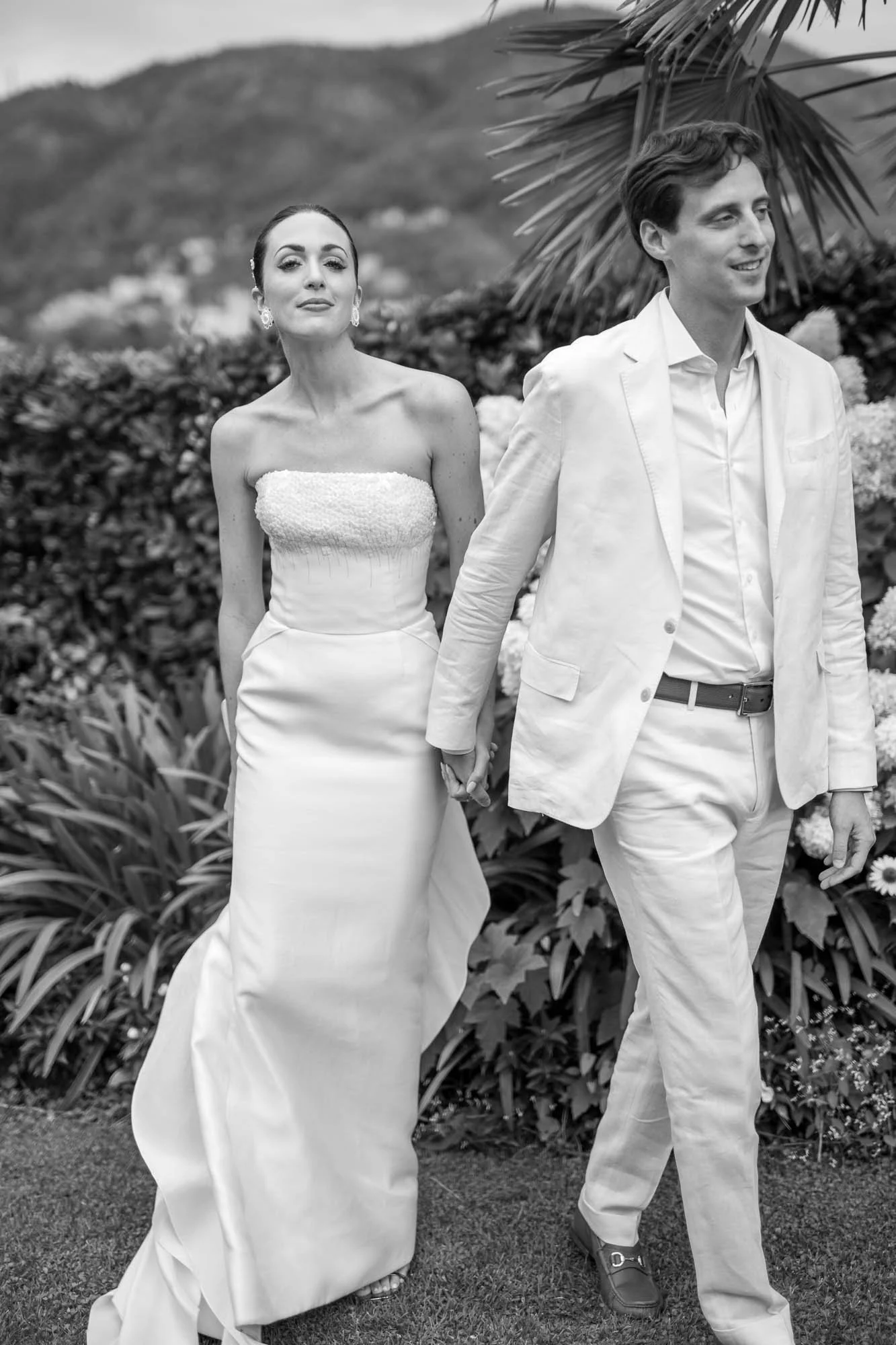 bride and groom at wedding in lake como villa geno