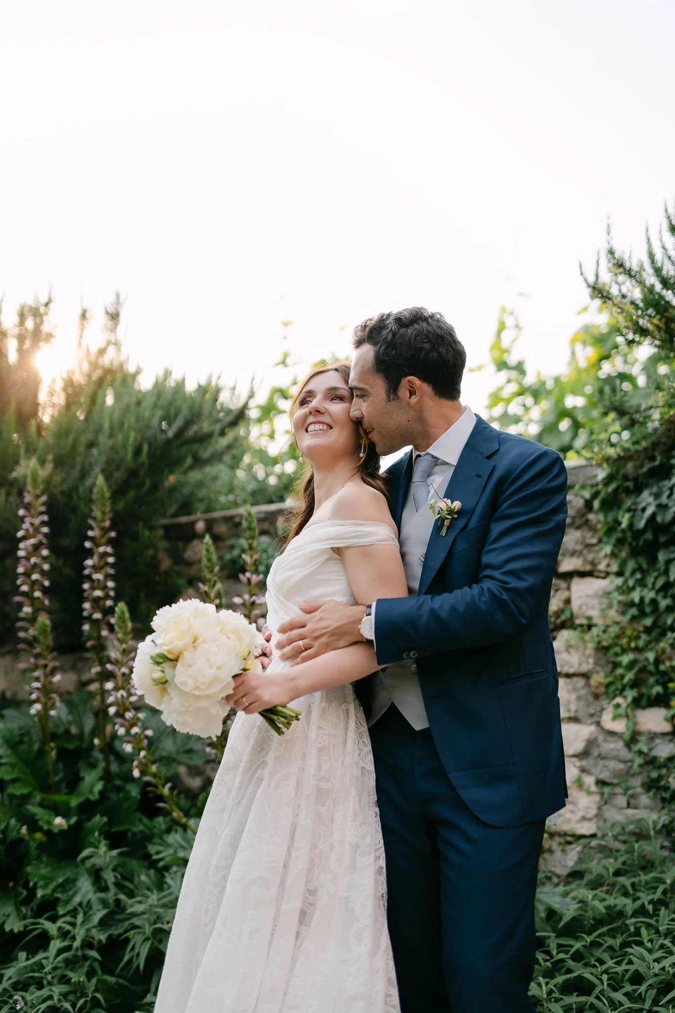 bride and groom at their wedding at rocca di angera lake maggiore italy